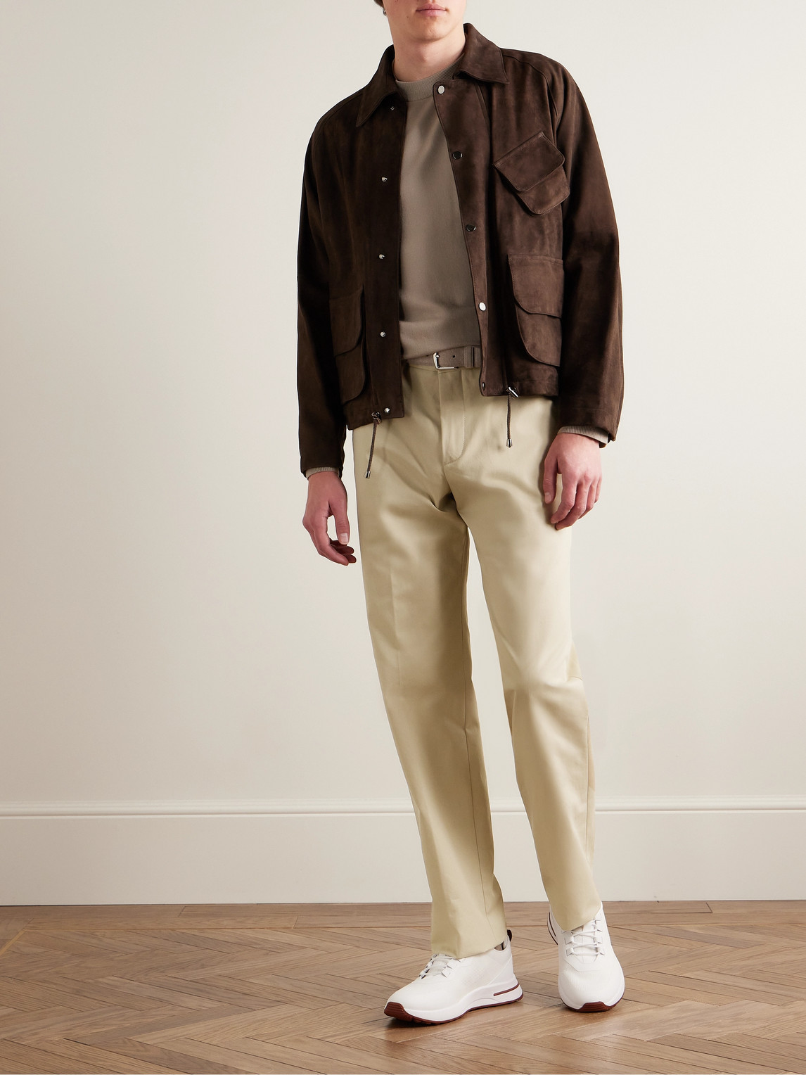 Shop Loro Piana Merse Straight-leg Cotton-gabardine Trousers In Neutrals