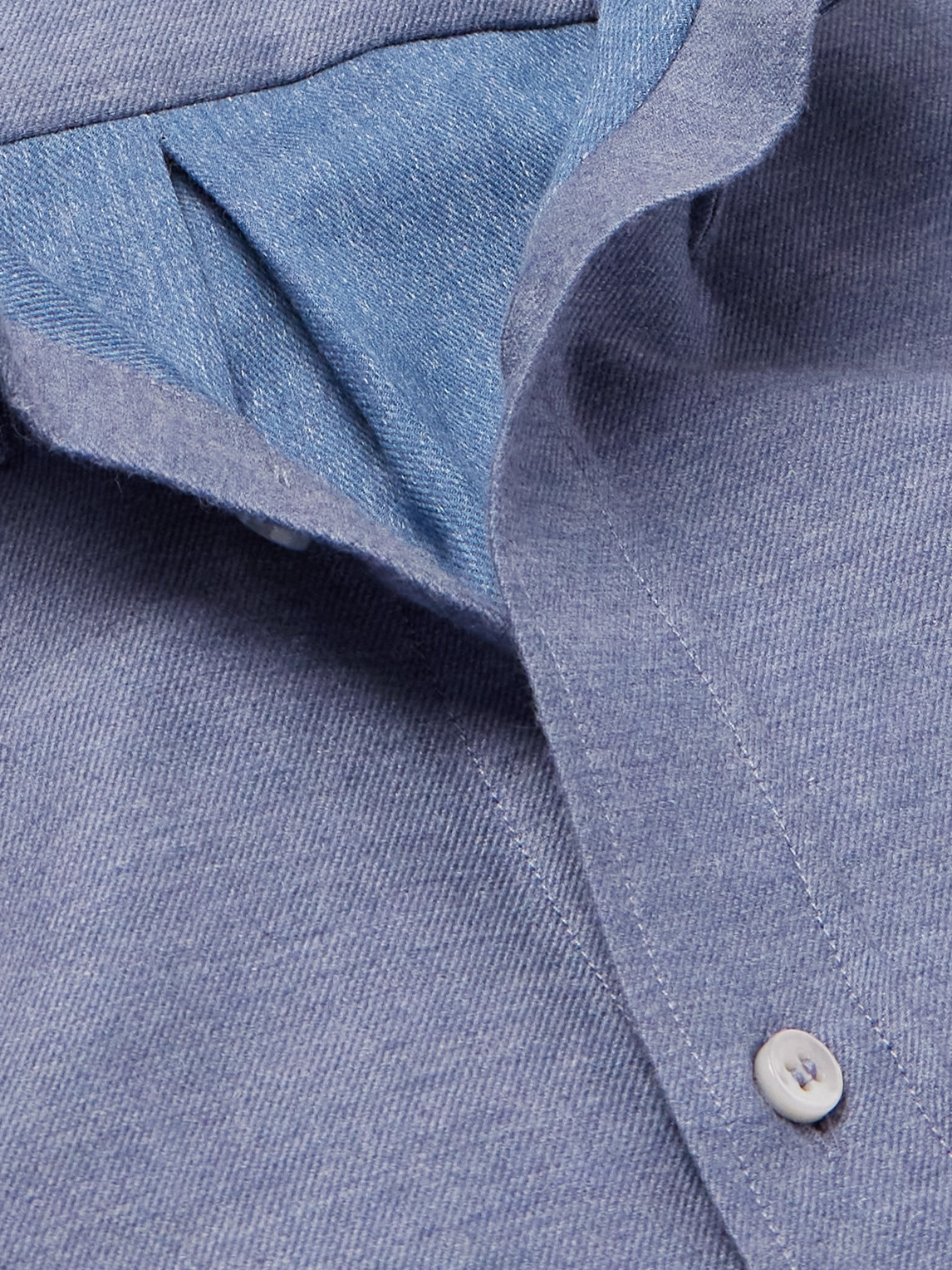 Shop Loro Piana Button-down Collar Cotton And Cashmere-blend Denim Shirt In Blue