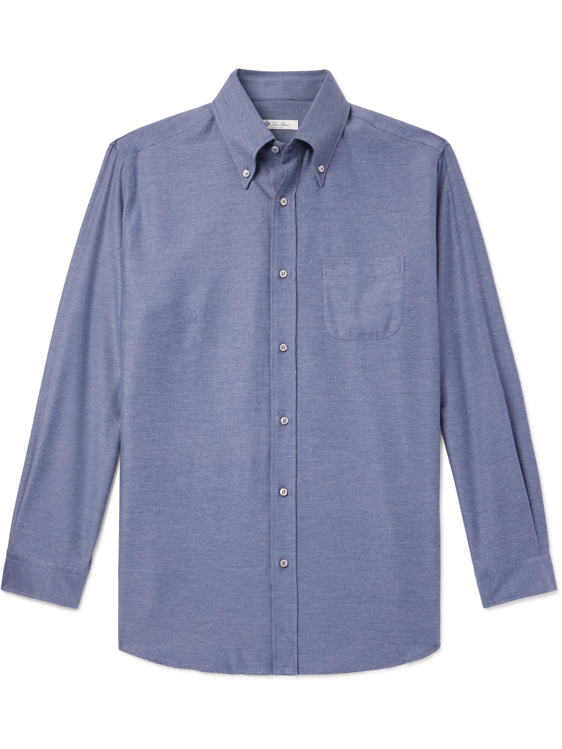 Loro Piana Button-down Collar Cotton And Cashmere-blend Denim Shirt In Blue