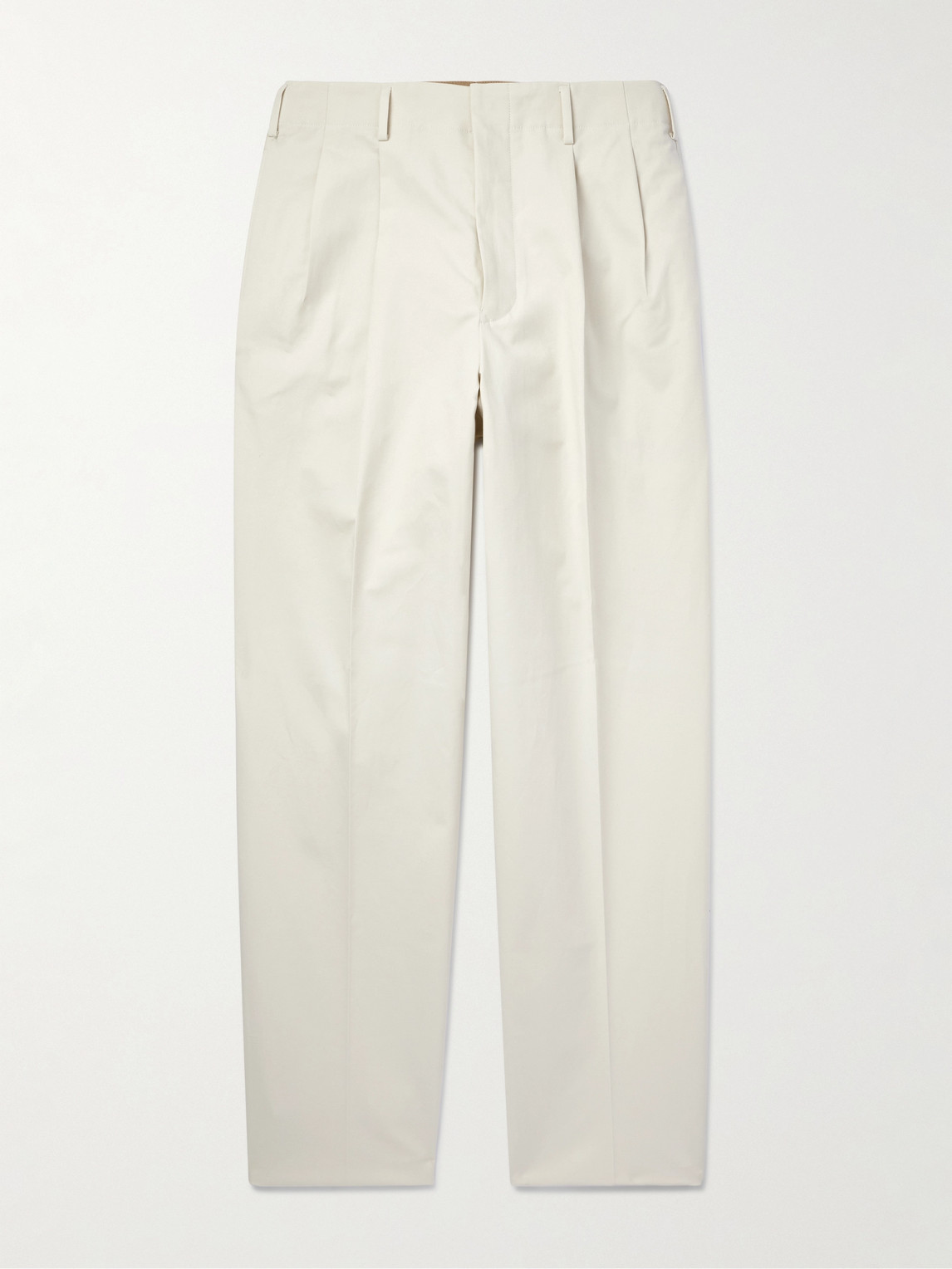Loro Piana Gosen Straight-Leg Pleated Cotton-Blend Trousers - Men