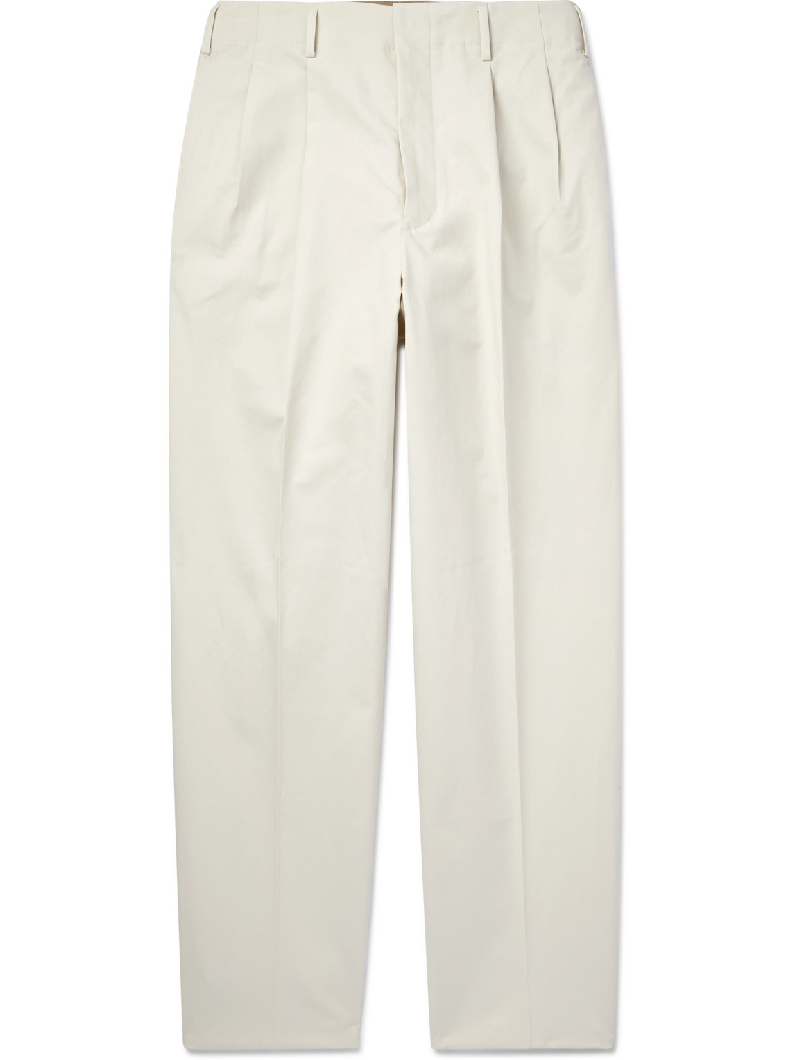 Gosen Straight-Leg Pleated Cotton-Blend Trousers