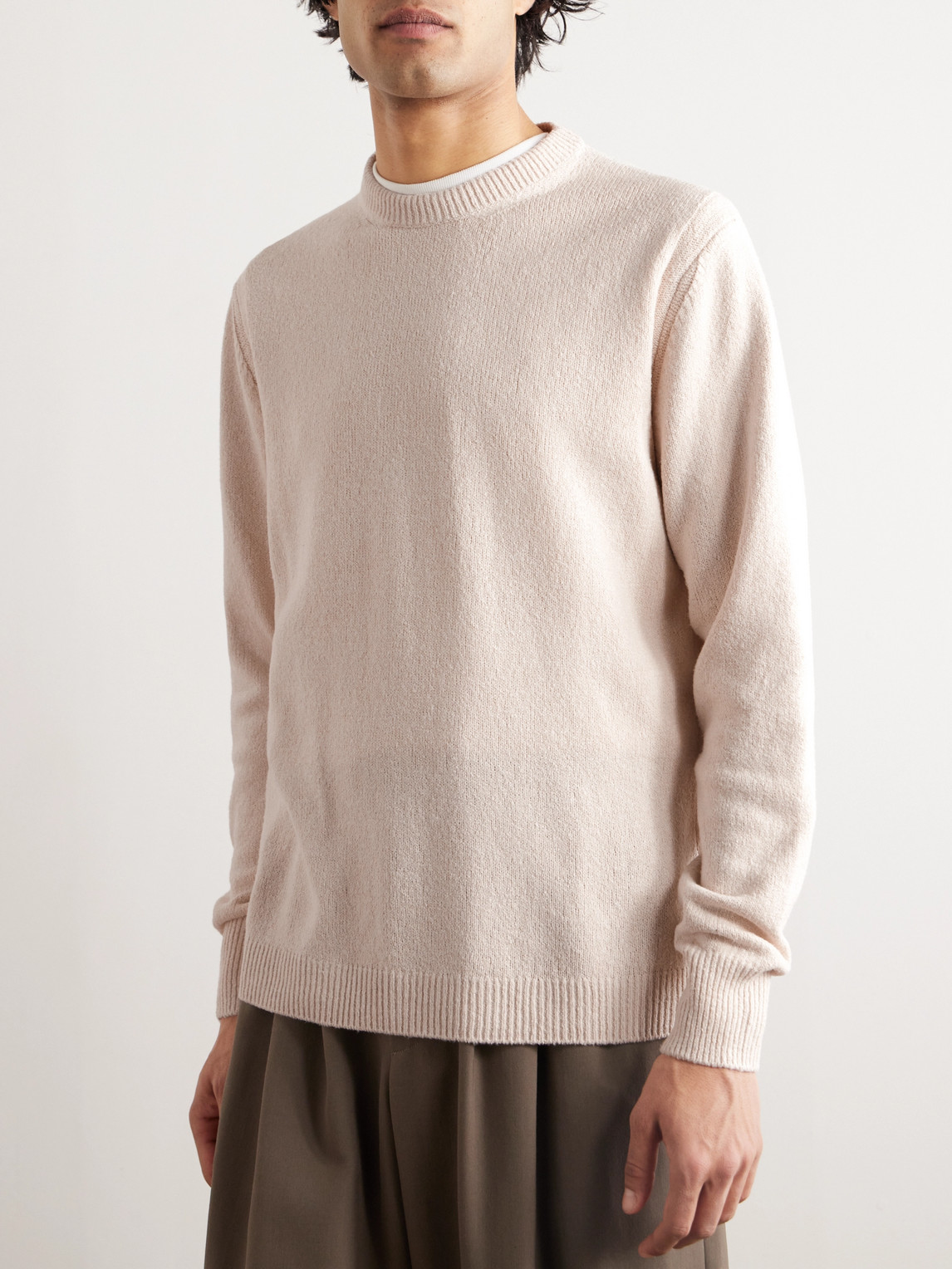 Loro Piana Ribbed Silk Sweater In Neutrals