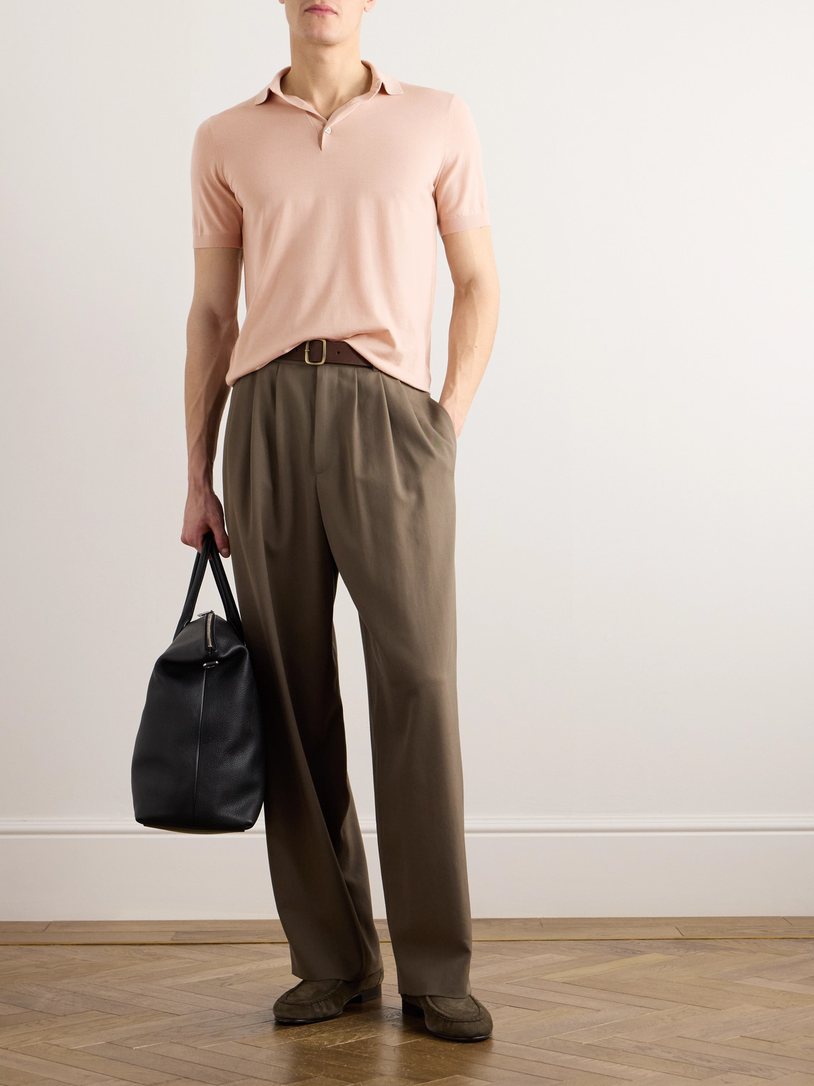 Loro Piana Wish® Wool Polo Shirt In Pink