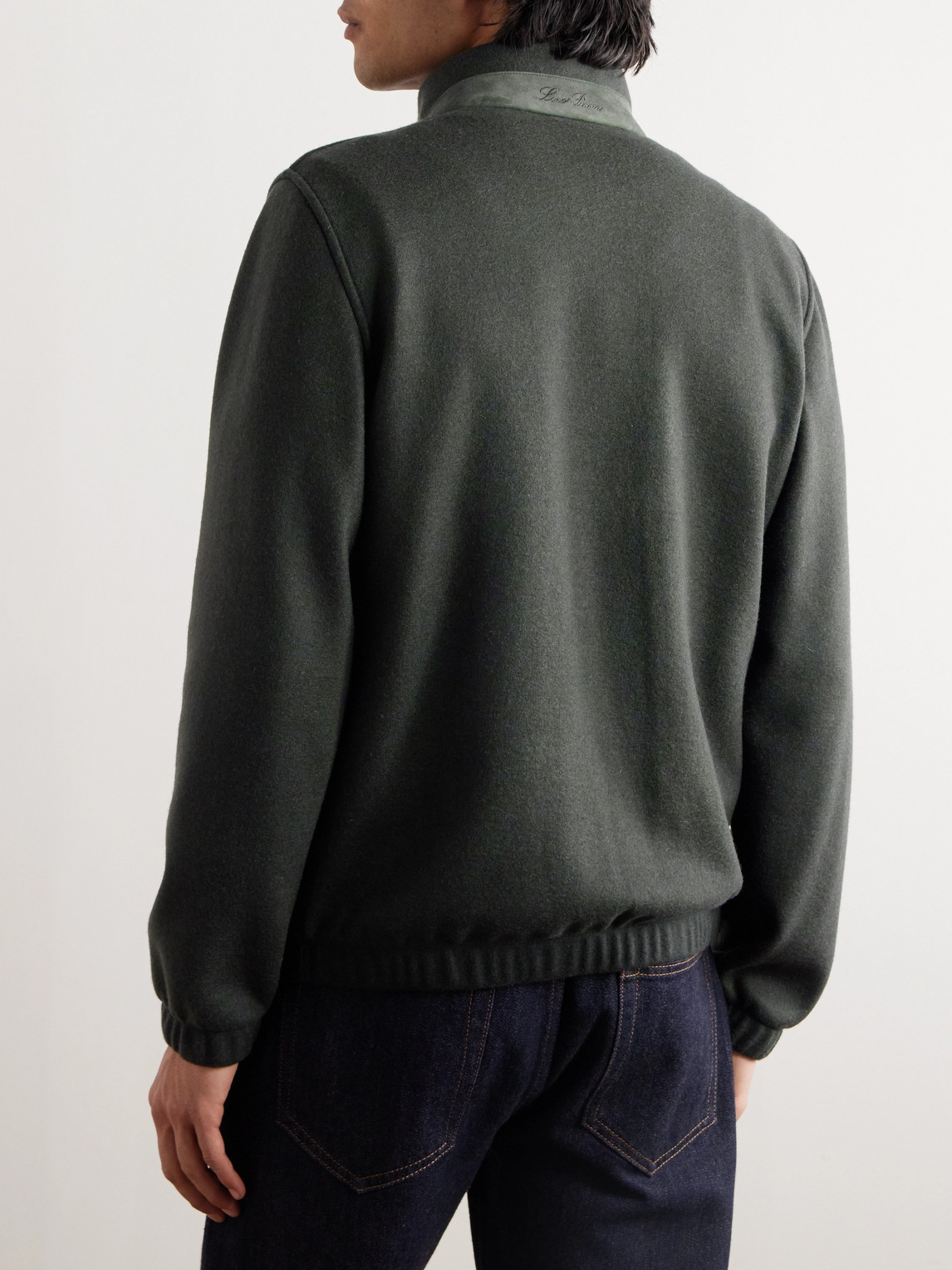Shop Loro Piana Cashmere Zip-up Sweater In Green