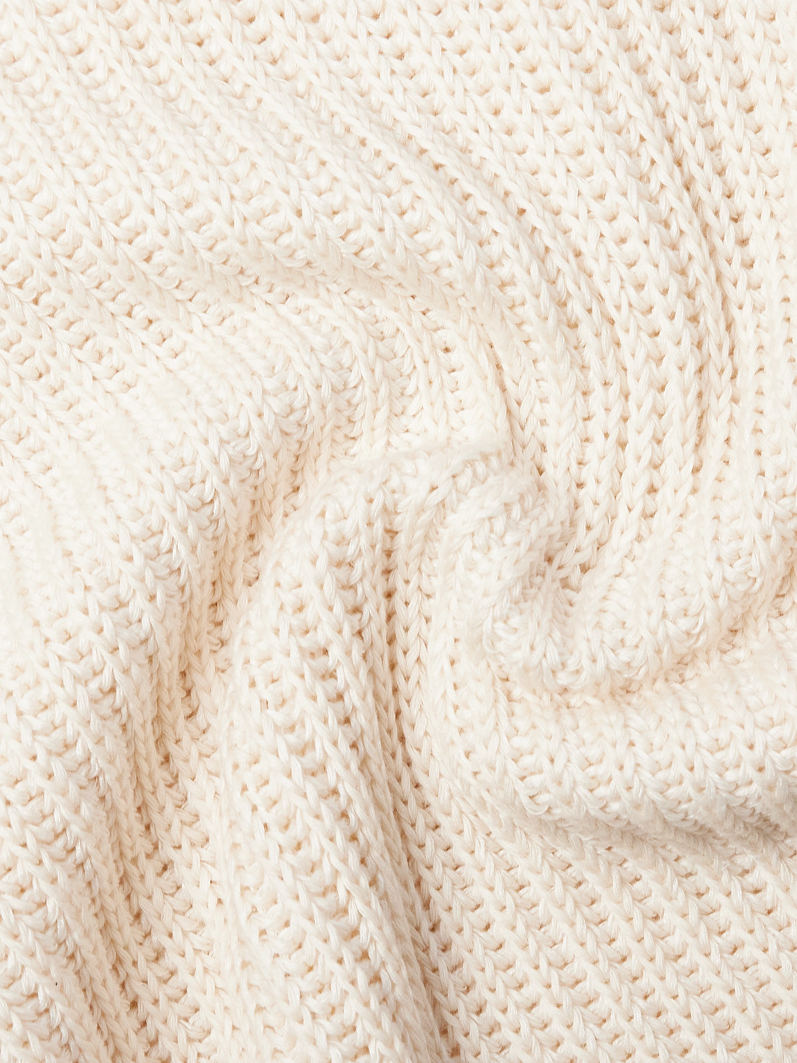 Shop Loro Piana Ribbed Linen, Cotton And Silk-blend Sweater In Neutrals