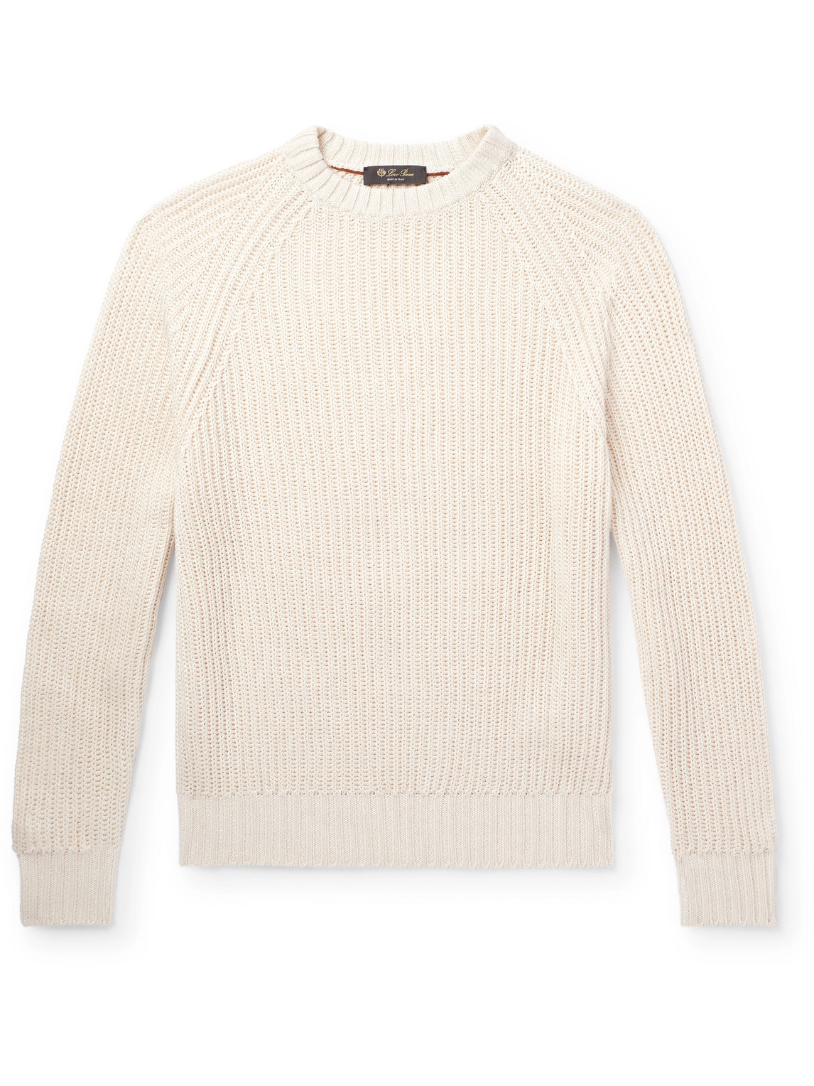 Loro Piana Ribbed Linen, Cotton And Silk-blend Sweater In Neutrals