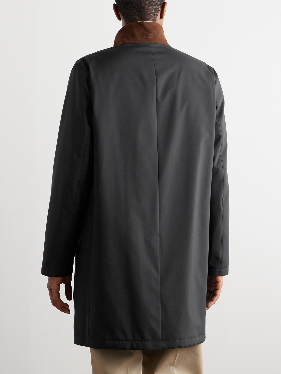 Shop Loro Piana Sebring Windmate Suede-trimmed Storm System® Shell Car Coat In Black