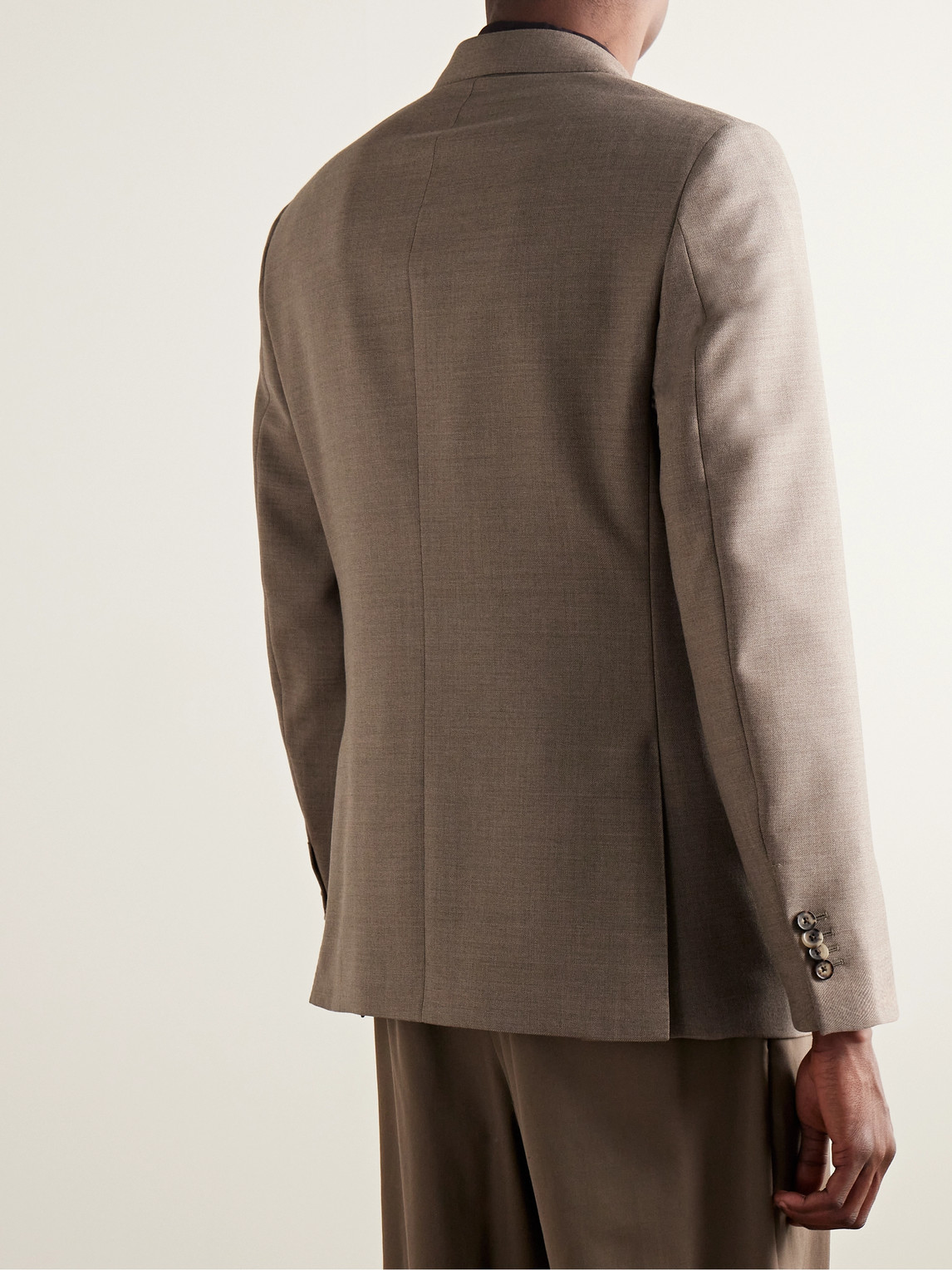 Shop Loro Piana Double-breasted Virgin Wool-twill Suit Jacket In Neutrals