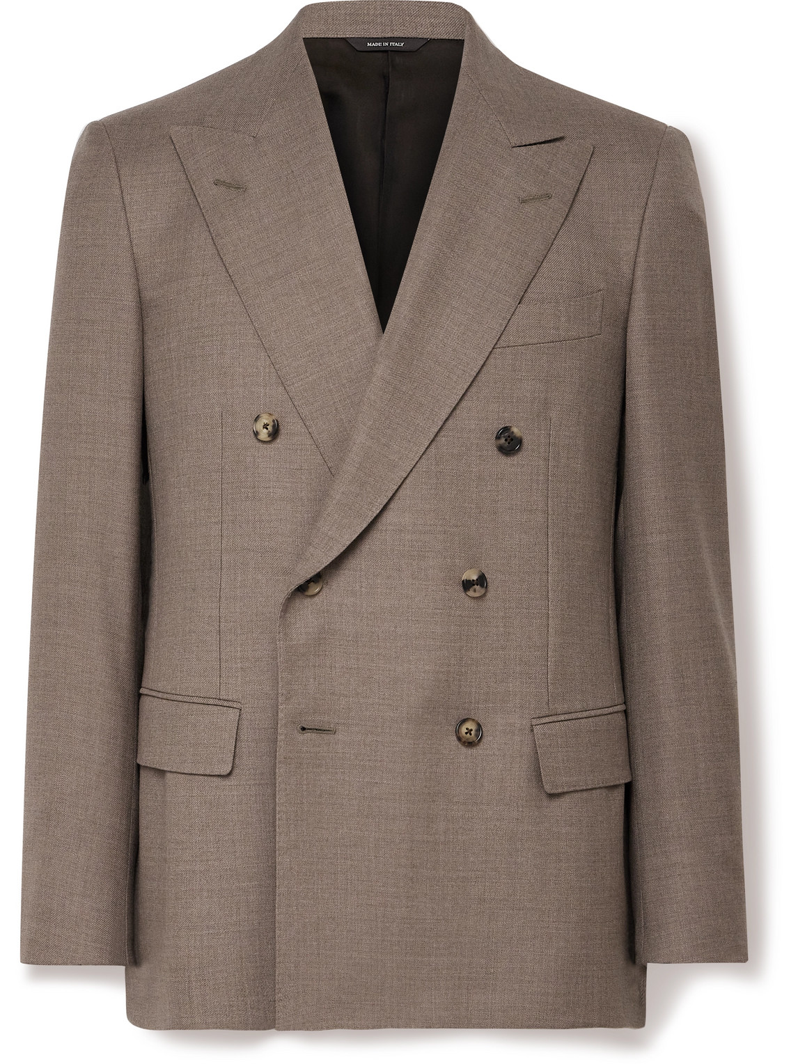 Loro Piana Double-breasted Virgin Wool-twill Suit Jacket In Neutrals