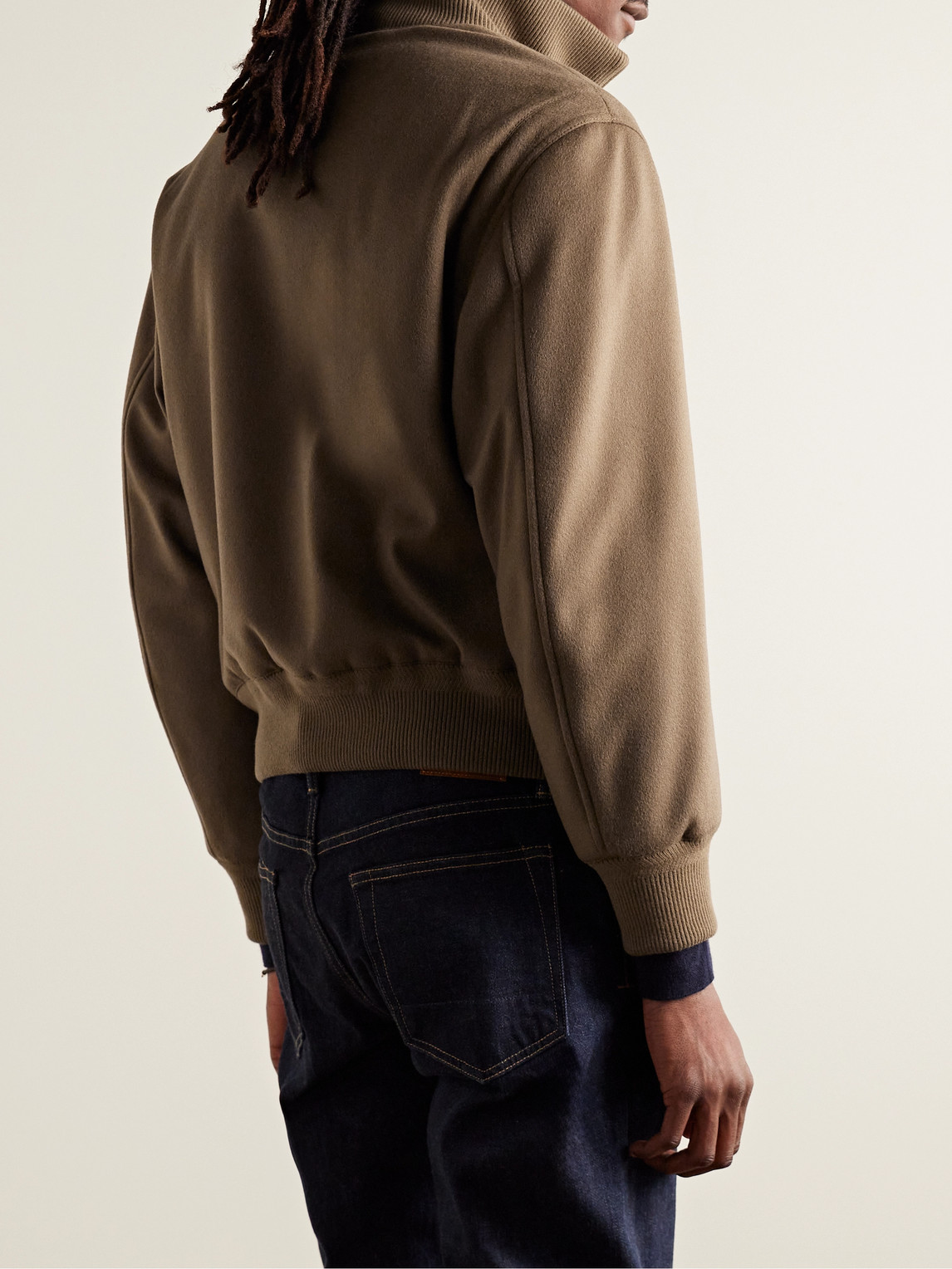 Loro Piana Green Storm System® Padded Cashmere Bomber Jacket In Brown