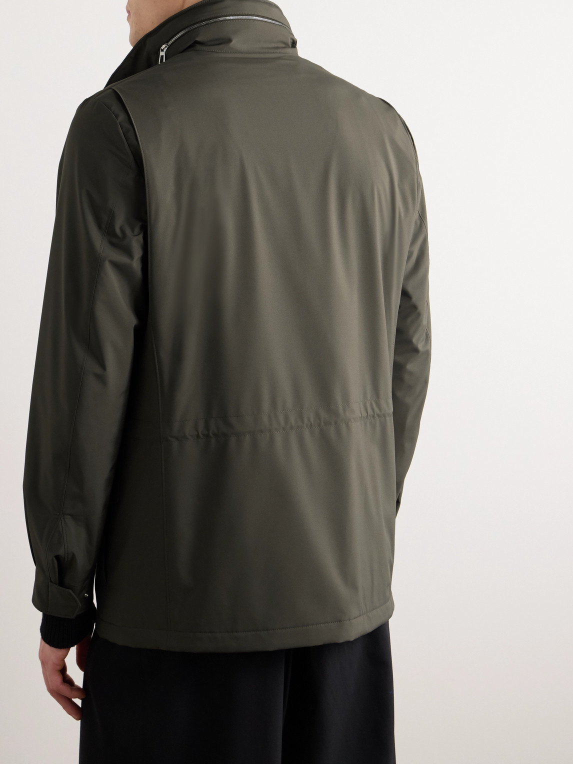 Shop Loro Piana Traveller Windmate Shell Hooded Jacket In Green