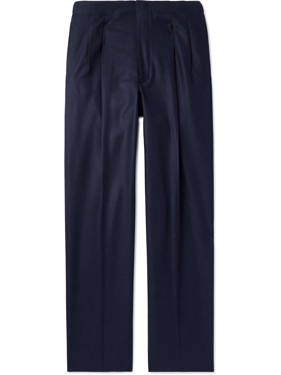 Joetsu Straight-Leg Pleated Wool and Cashmere-Blend Trousers