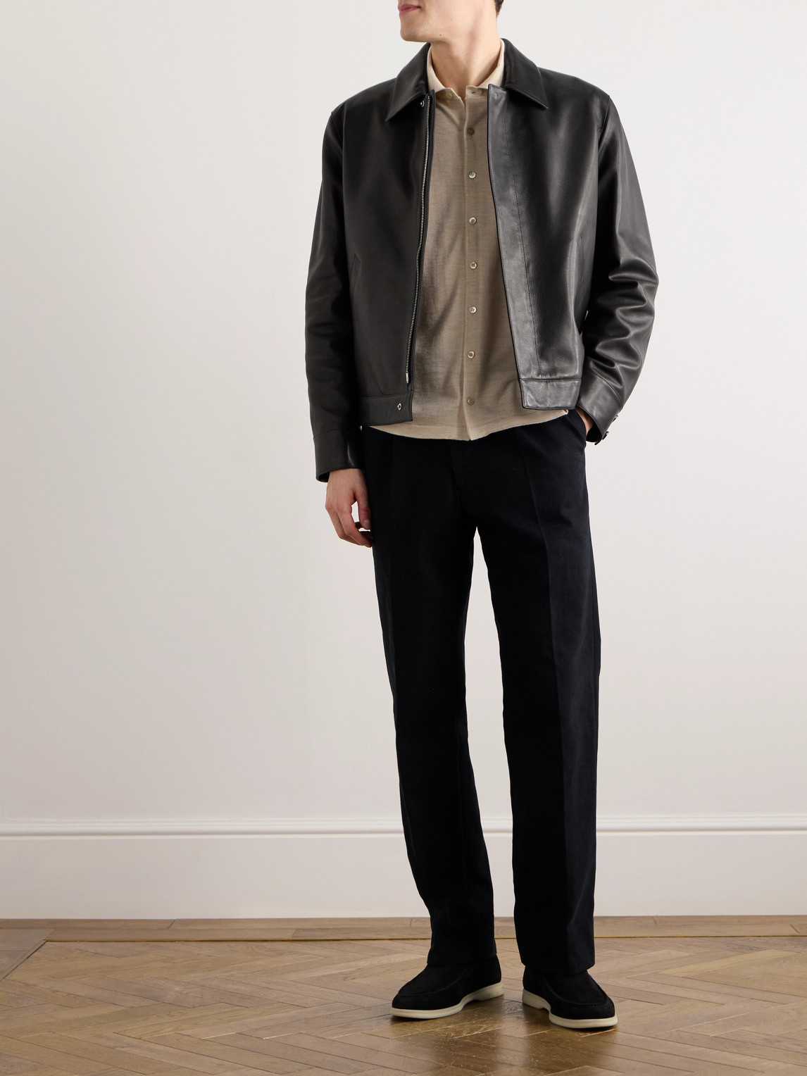 Shop Loro Piana Yabu Full-grain Leather Jacket In Black