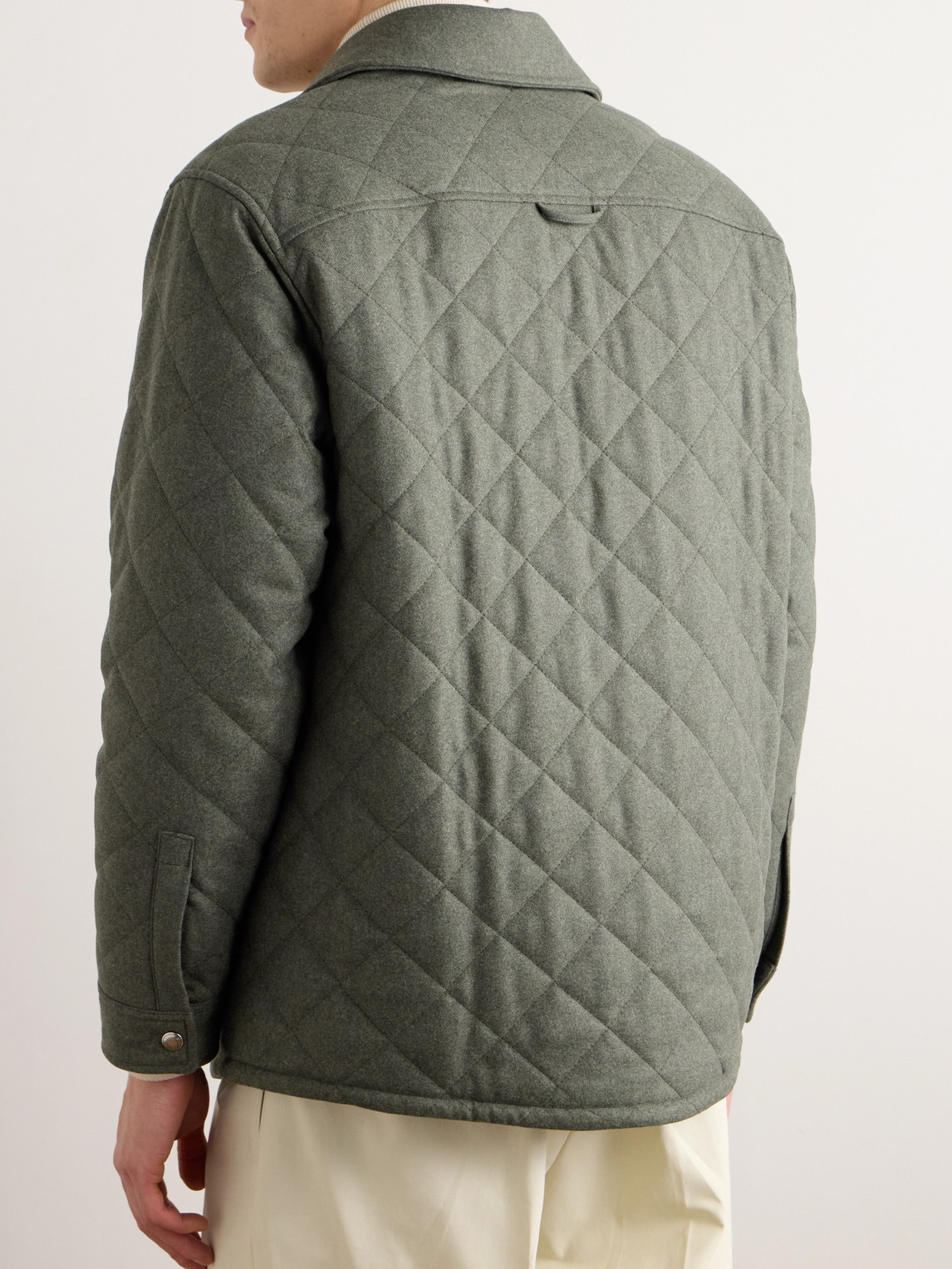 Shop Loro Piana Shonai Quilted Wool And Cashmere-blend Jacket In Green