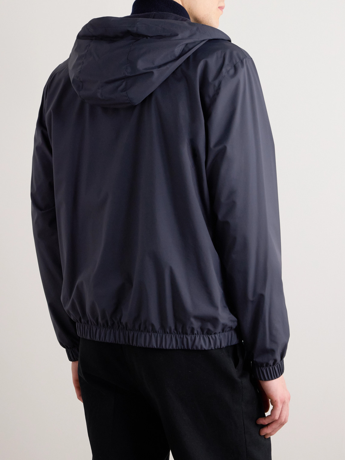 Shop Loro Piana Storm System® Shell Hooded Bomber Jacket In Blue
