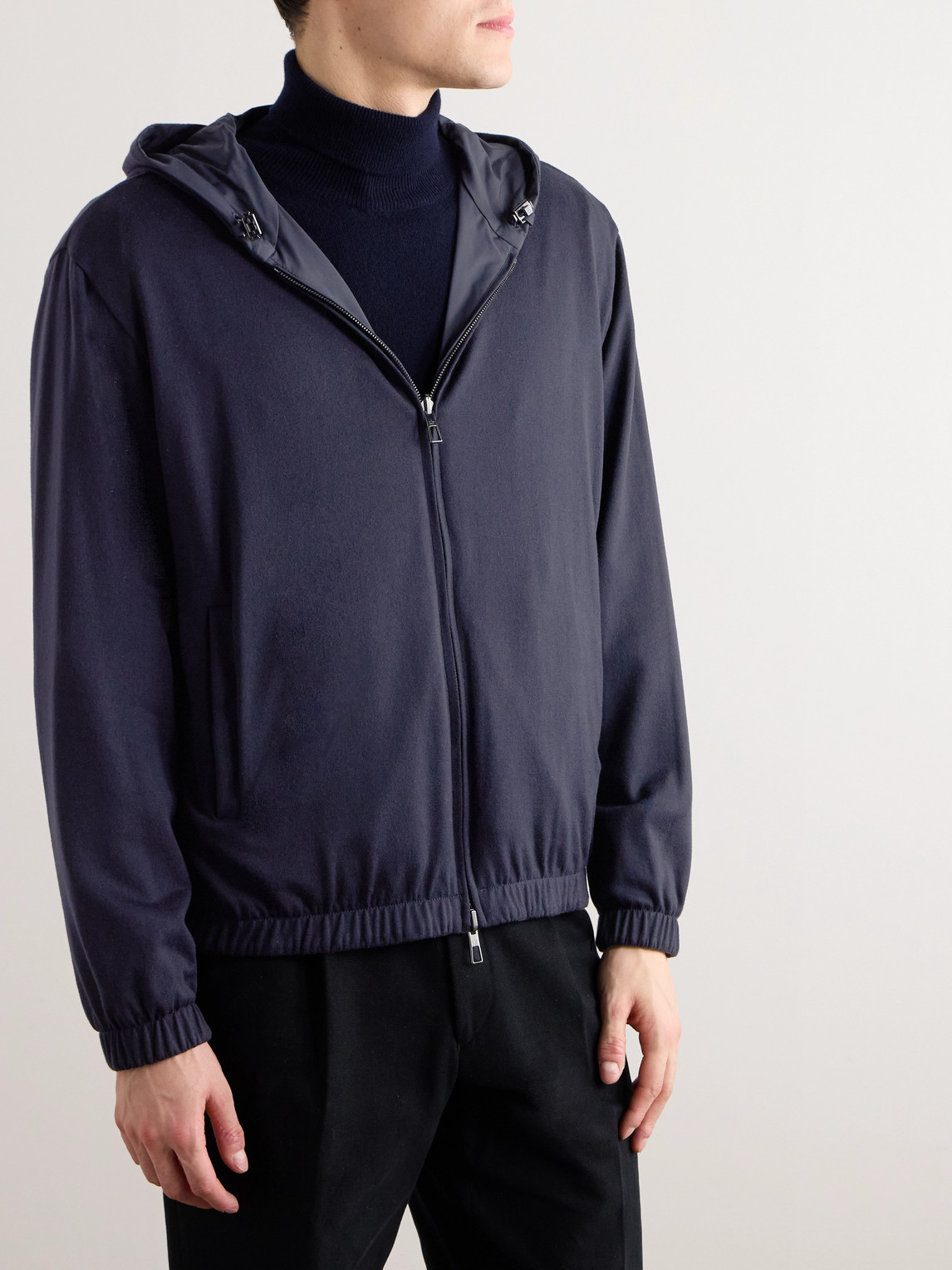 Shop Loro Piana Storm System® Shell Hooded Bomber Jacket In Blue
