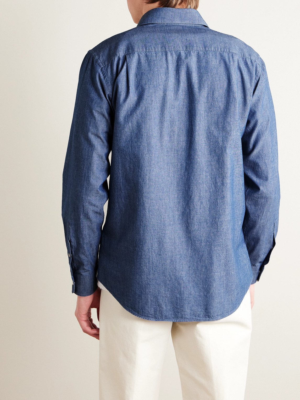 Shop Loro Piana Thomas Cotton-chambray Shirt In Blue