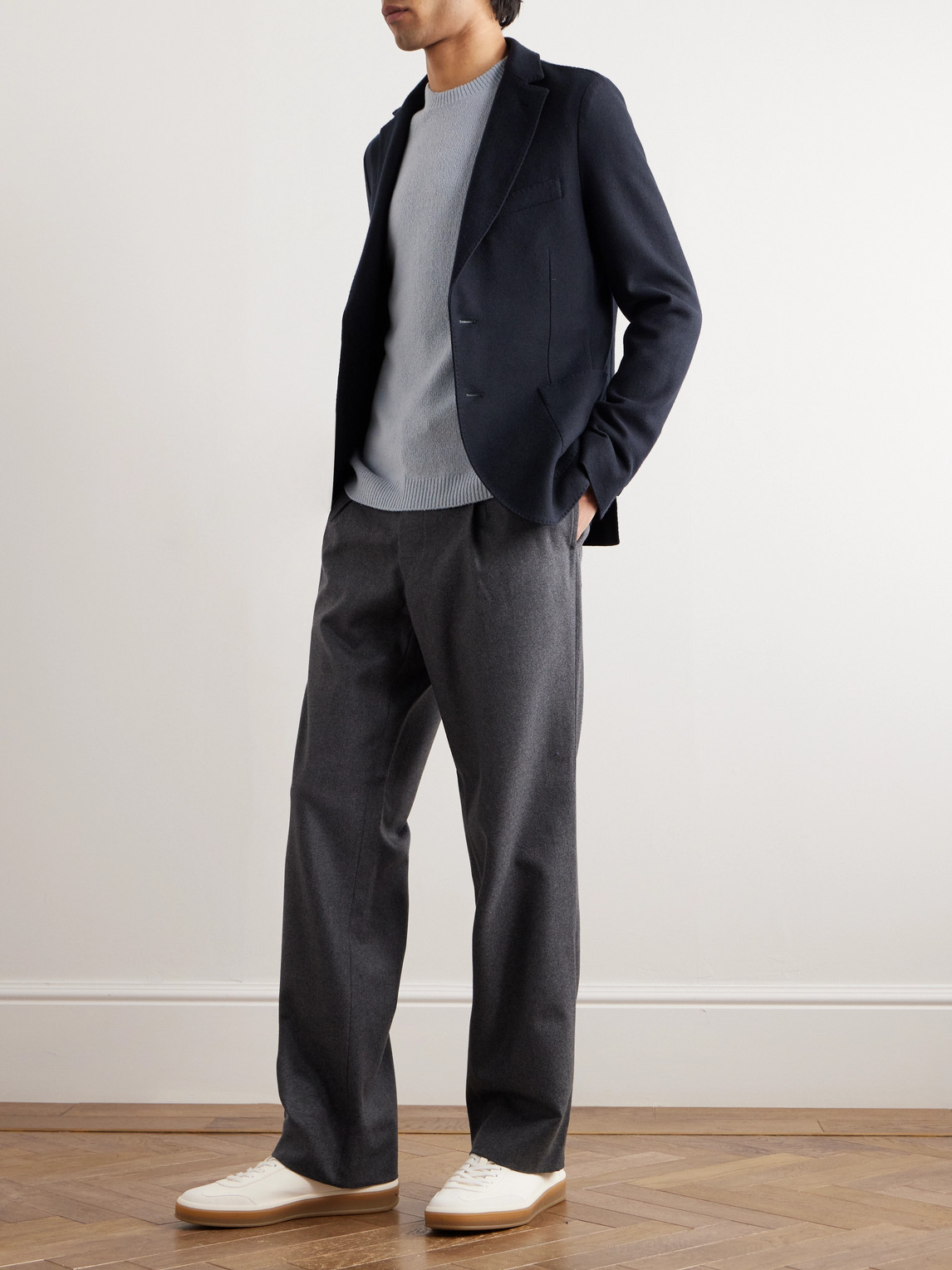 Shop Loro Piana Silk And Cashmere-blend Blazer In Blue