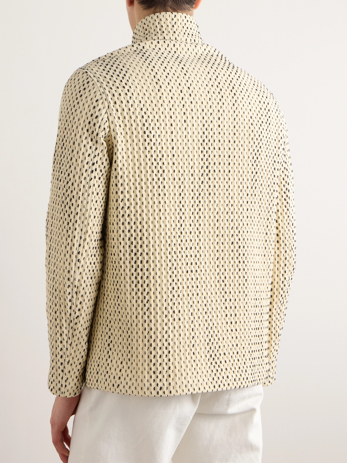 Shop Loro Piana Joren Textured-knit Cotton-blend Jacket In Neutrals