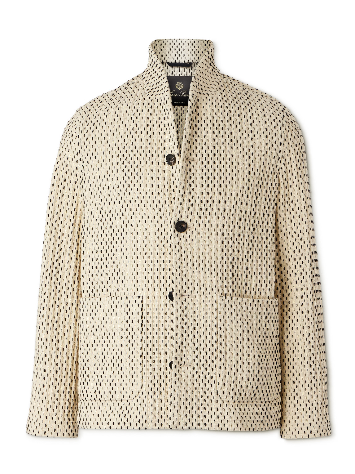 Loro Piana Joren Textured-knit Cotton-blend Jacket In F5qd Nougat Black