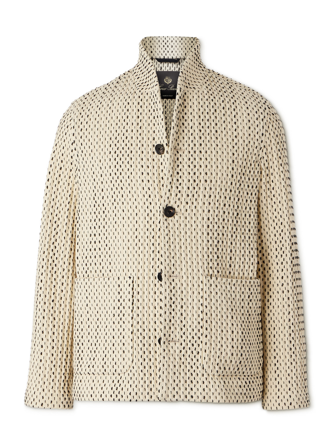 Shop Loro Piana Joren Textured-knit Cotton-blend Jacket In Neutrals