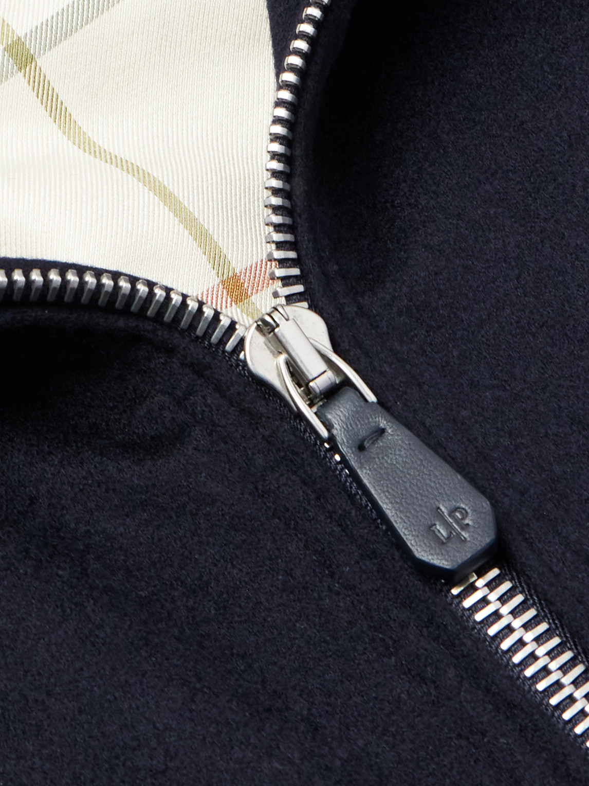 Loro Piana Ume Leather-trimmed Cashmere Zip-up Gilet In Blue