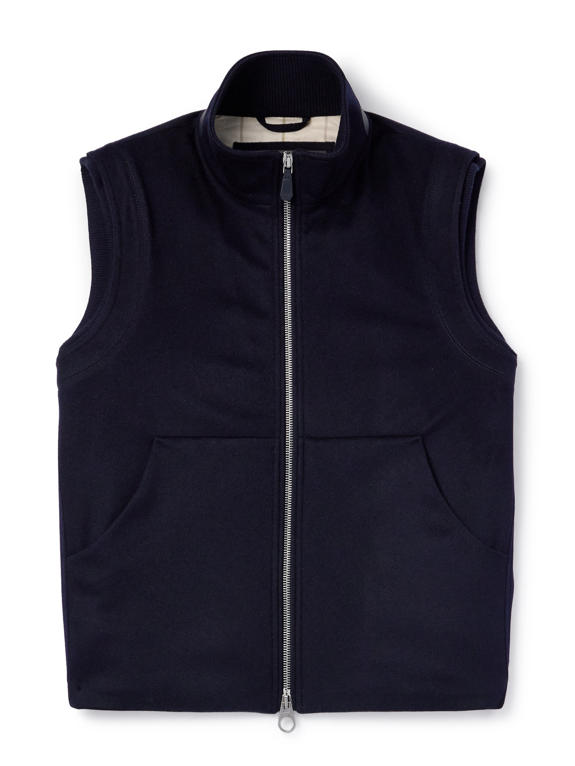 Ume Leather-Trimmed Cashmere Zip-Up Gilet