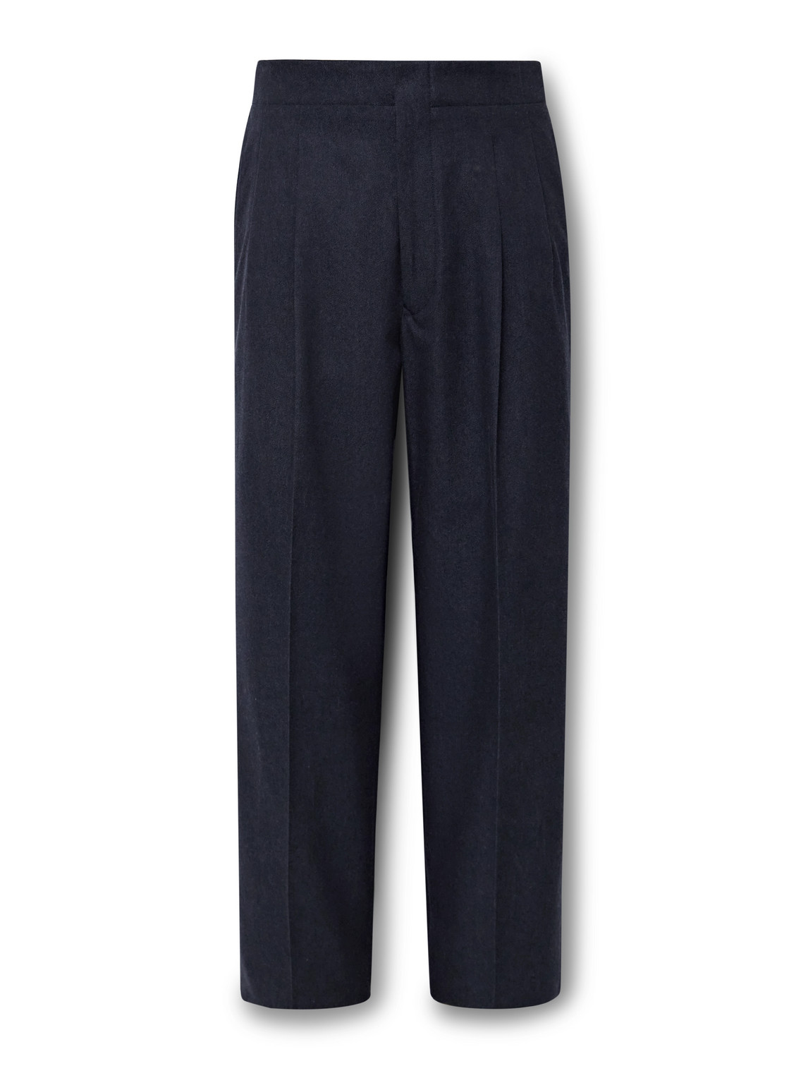 Loro Piana Joetsu Straight-leg Pleated Virgin Wool, Cotton And Cashmere-blend Twill Trousers In Blue