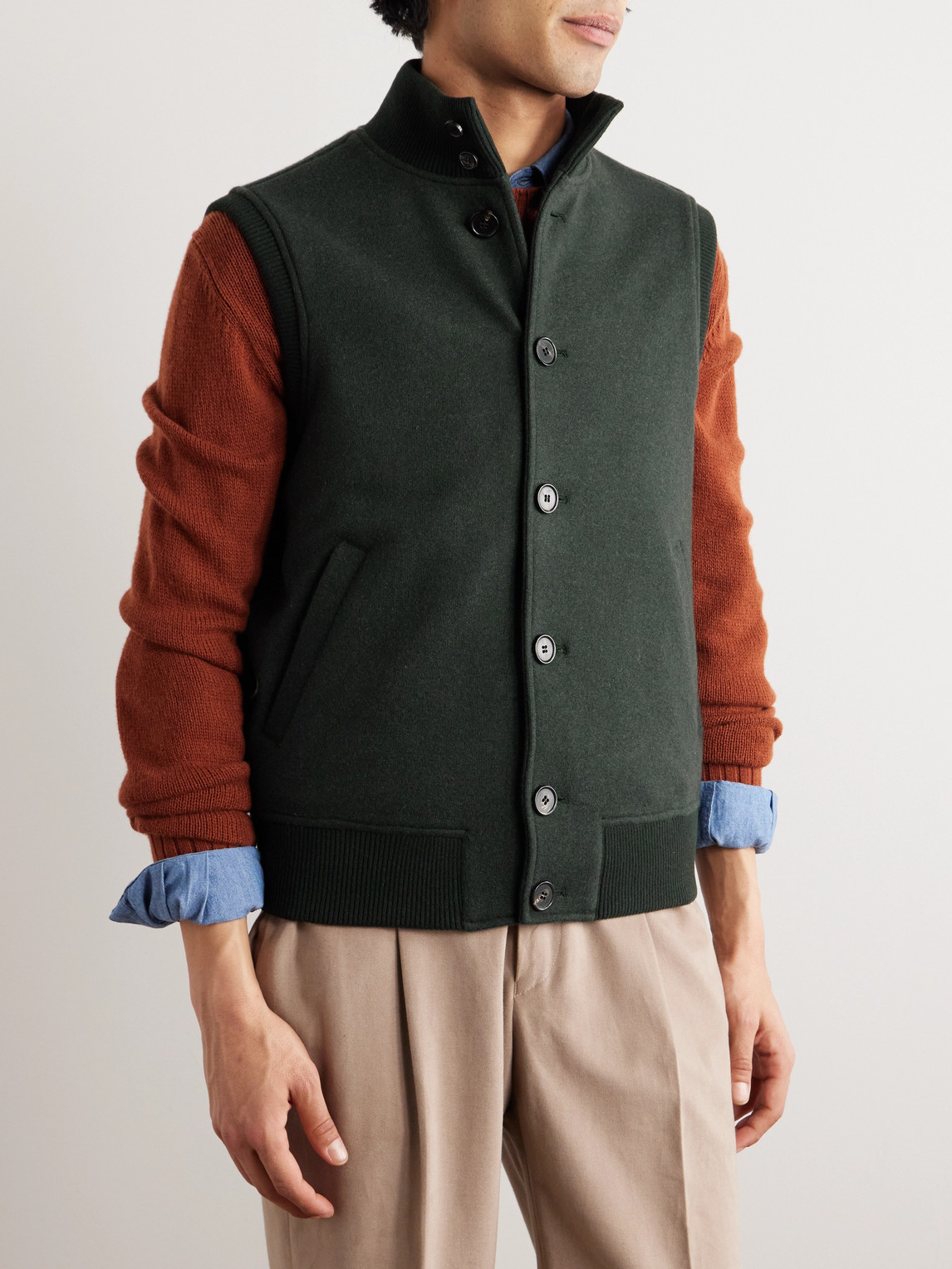 Shop Loro Piana Carry Padded Cashmere Gilet In Green