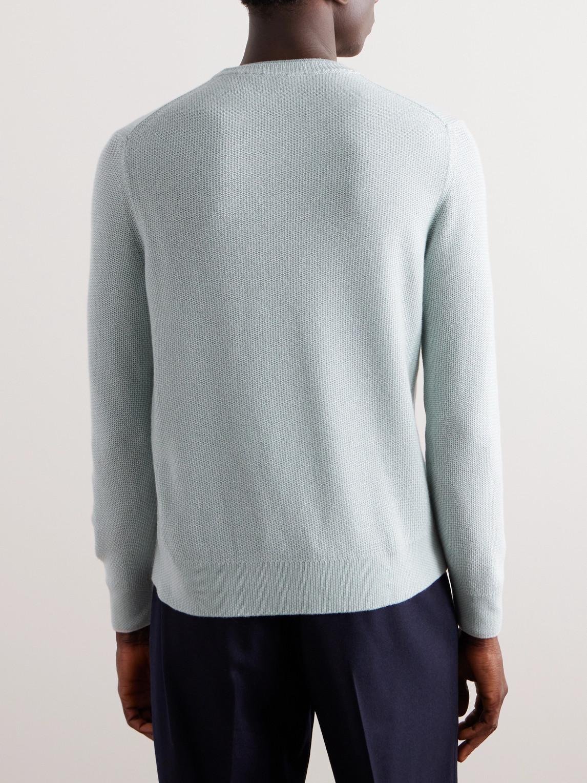 Shop Loro Piana City Birdseye Baby Cashmere Sweater In Blue