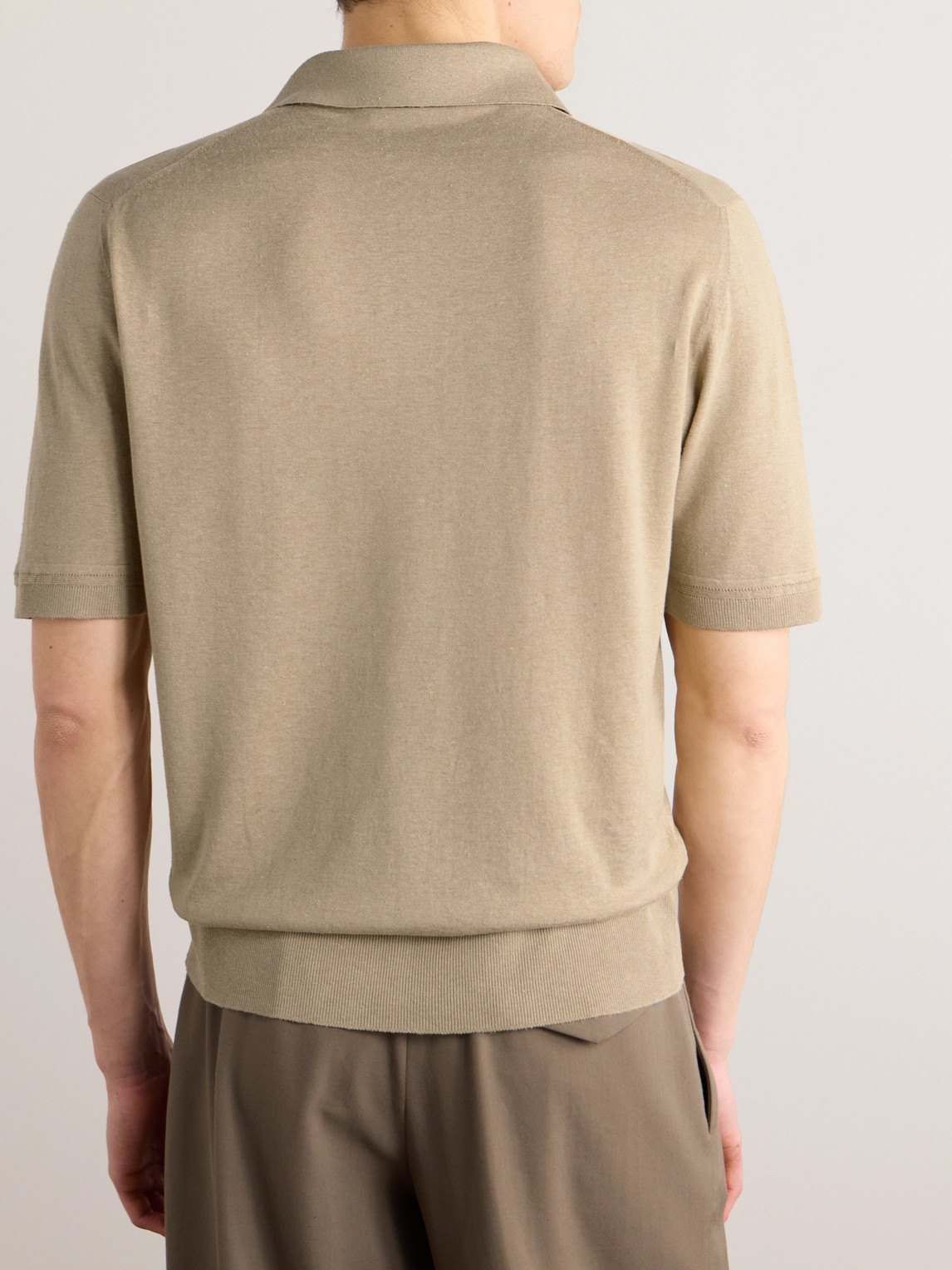 Loro Piana Silk And Linen-blend Polo-shirt In Neutrals