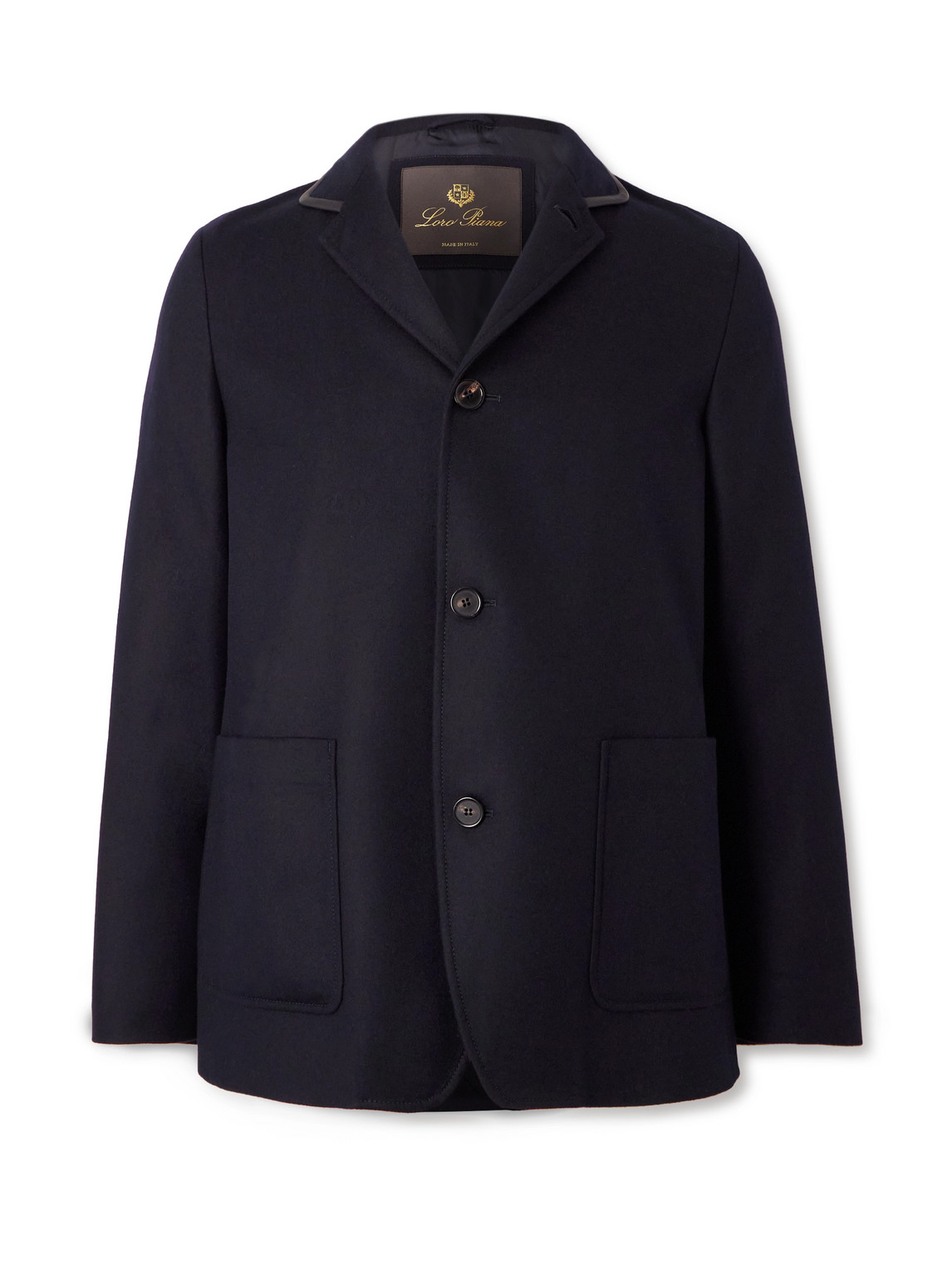 Loro Piana Spagna Leather-trimmed Cashmere-felt Jacket In Blue