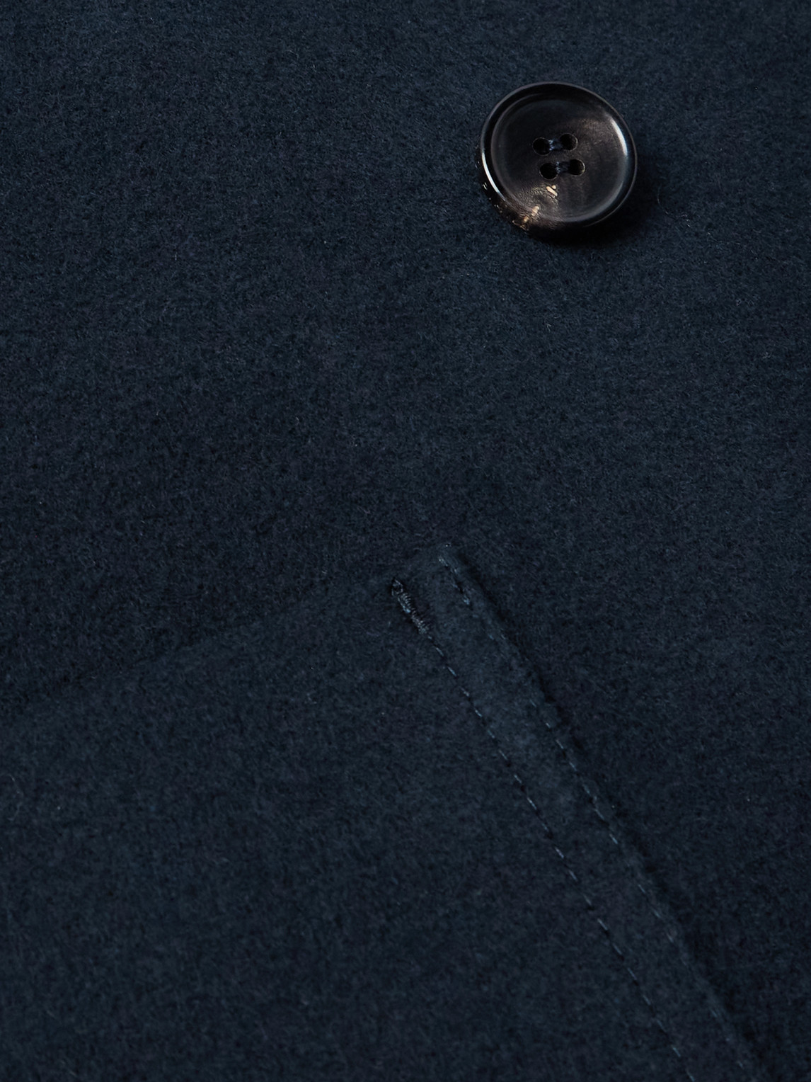 Shop Loro Piana Double-breasted Cotton And Cashmere-blend Peacoat In Blue