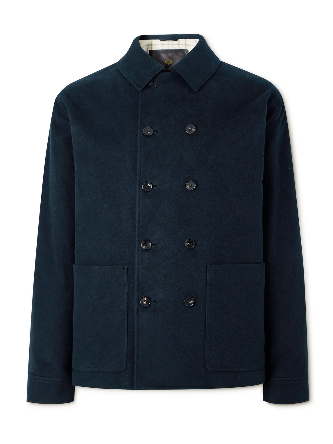 Loro Piana Double-breasted Cotton And Cashmere-blend Peacoat In Blue