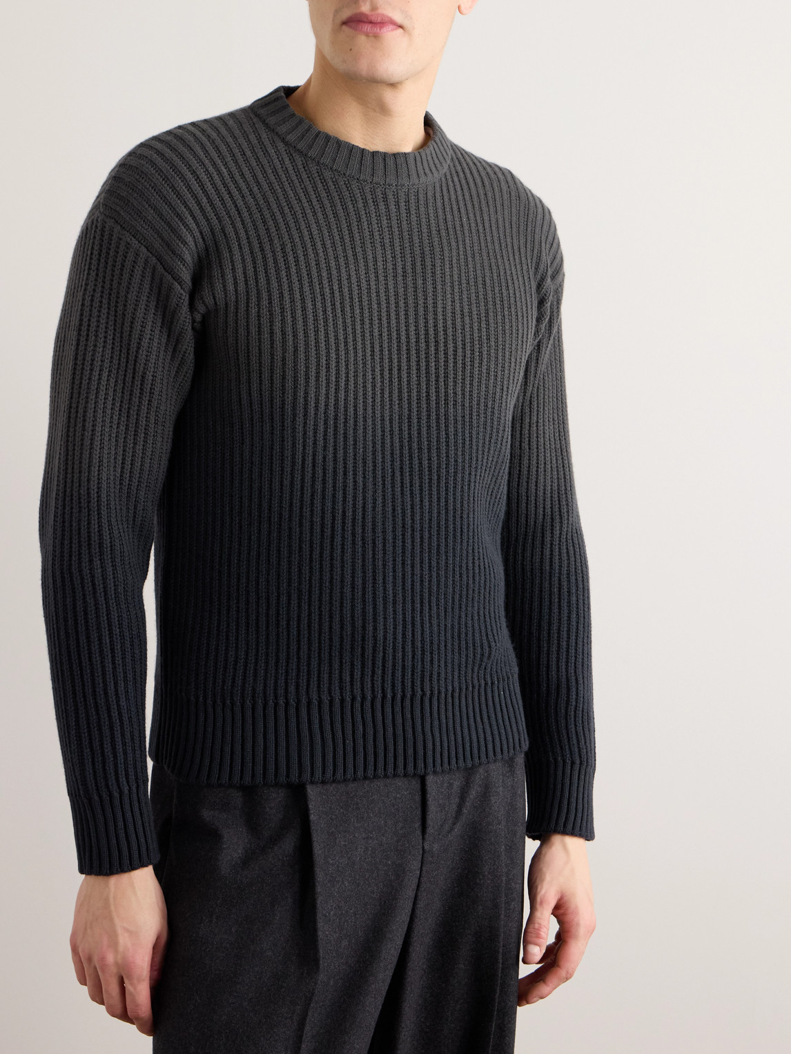 Shop Loro Piana Yugen Dégradé Ribbed Cashmere Sweater In Gray