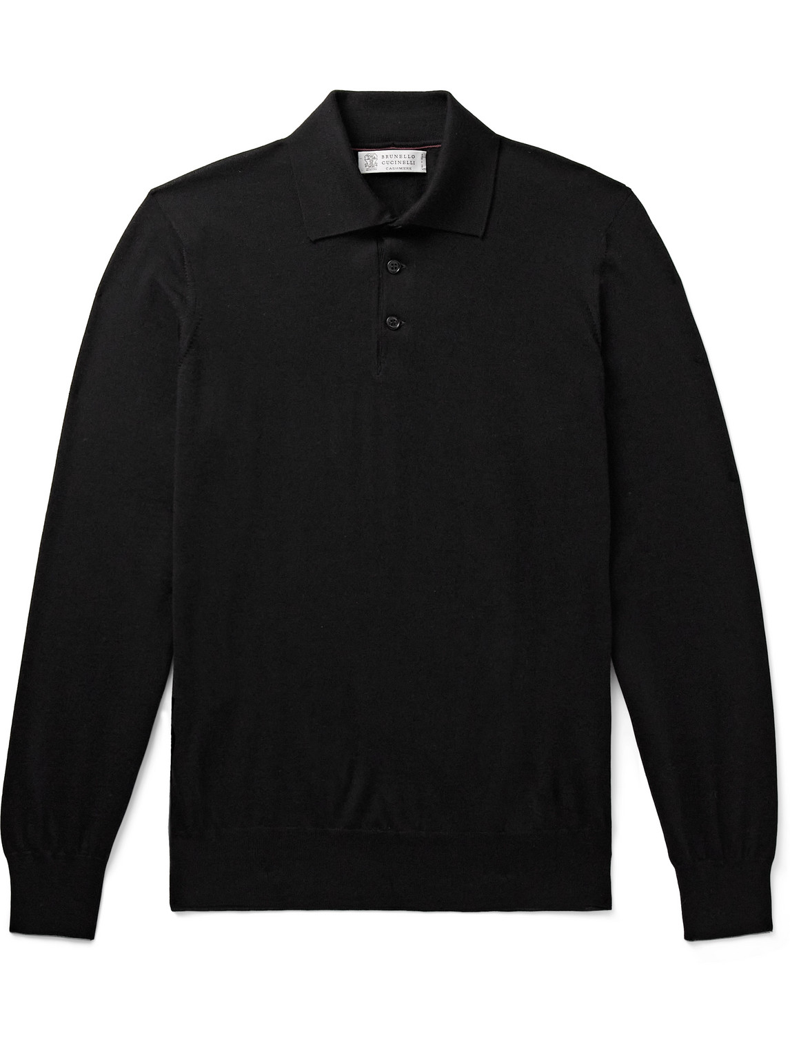 Brunello Cucinelli Virgin Wool And Cashmere-blend Polo Jumper In Black