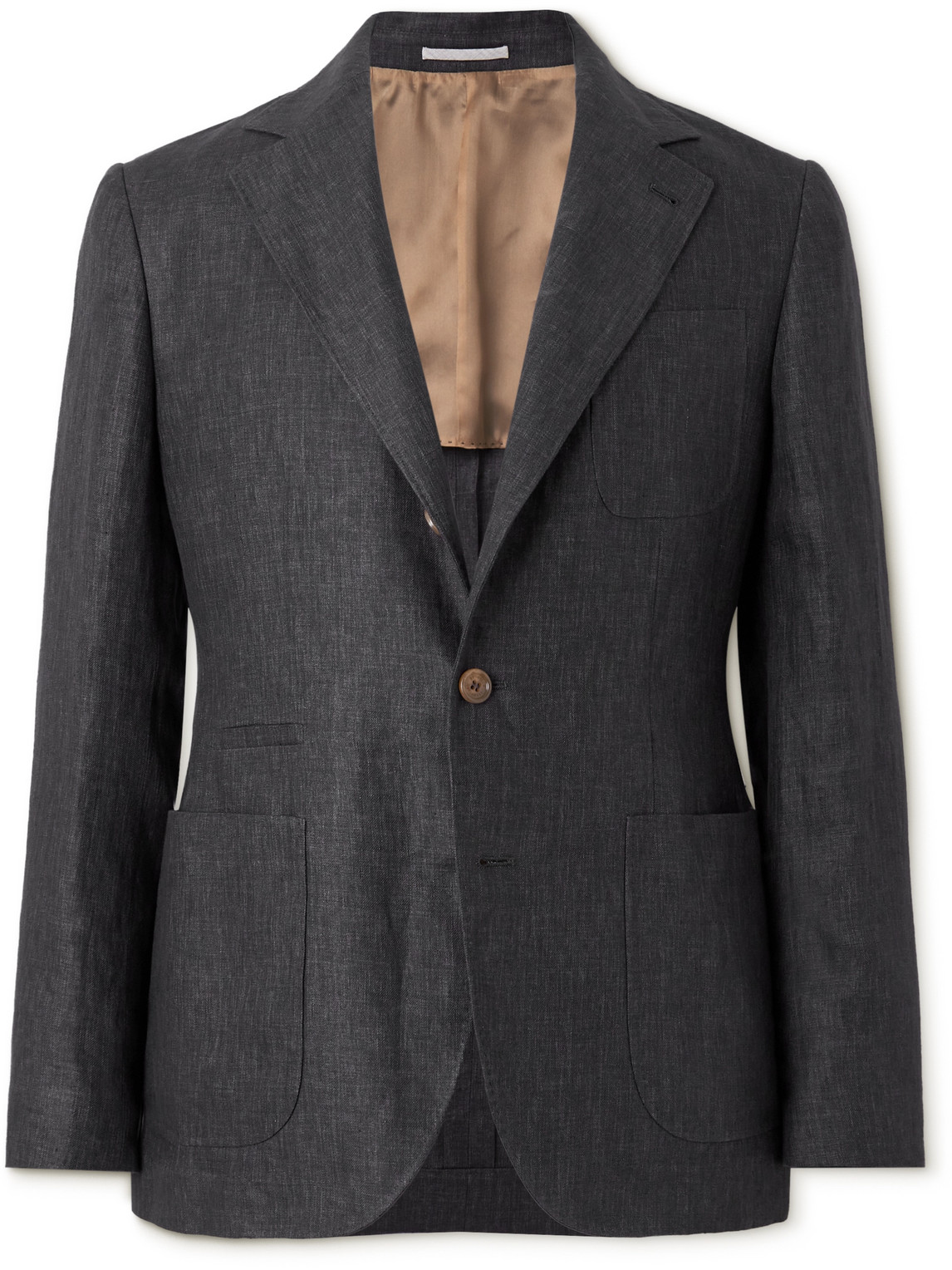 Brunello Cucinelli Linen Suit Jacket In Gray