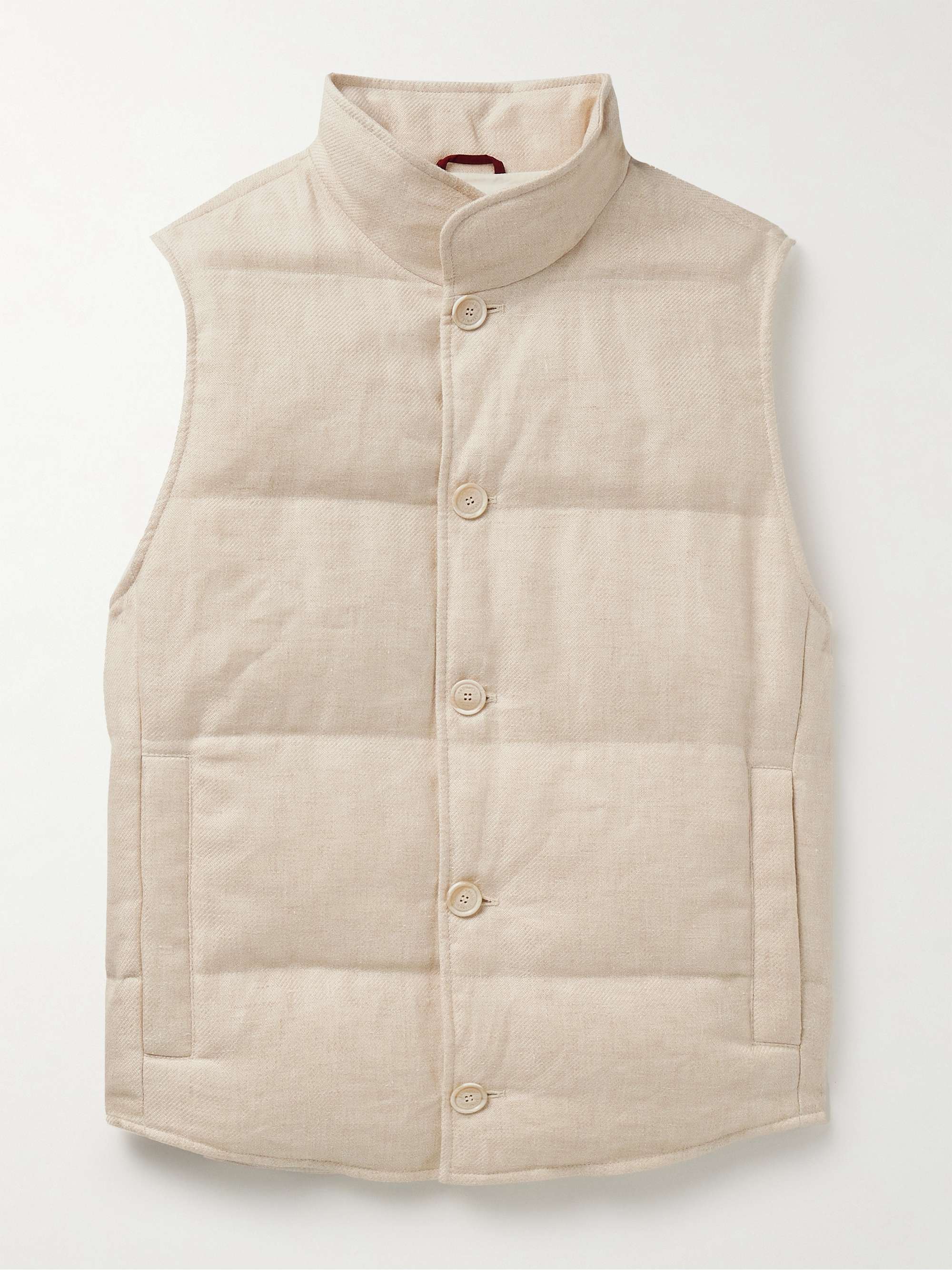 BRUNELLO CUCINELLI Slim-Fit Quilted Padded Linen, Wool and Silk-Blend Twill Gilet