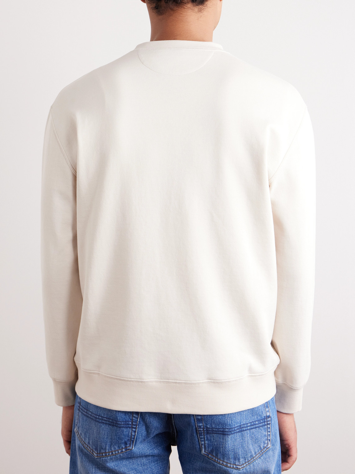 Shop Brunello Cucinelli Cotton-blend Jersey Sweatshirt In Neutrals