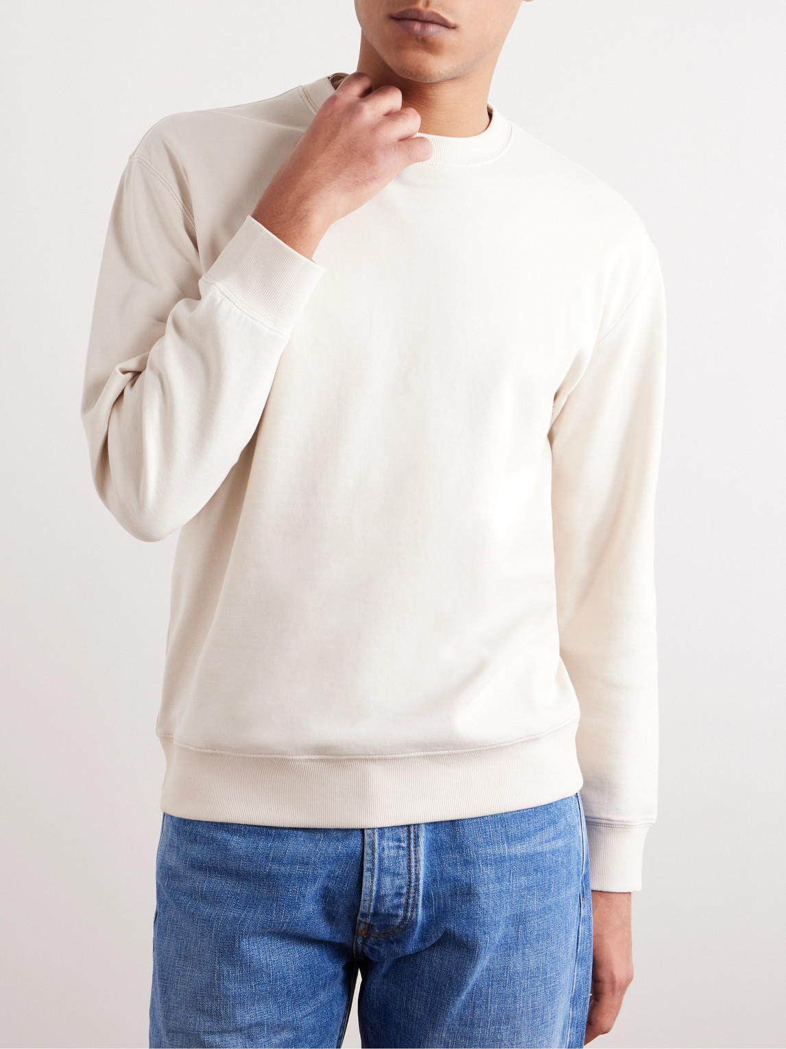Shop Brunello Cucinelli Cotton-blend Jersey Sweatshirt In Neutrals