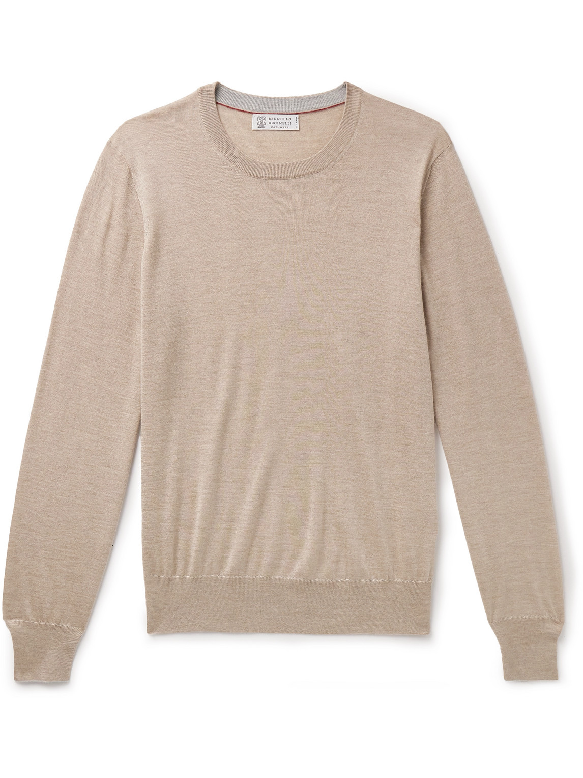 Brunello Cucinelli Cashmere Crew Neck Sweater With Contrasting Edge In Neutrals