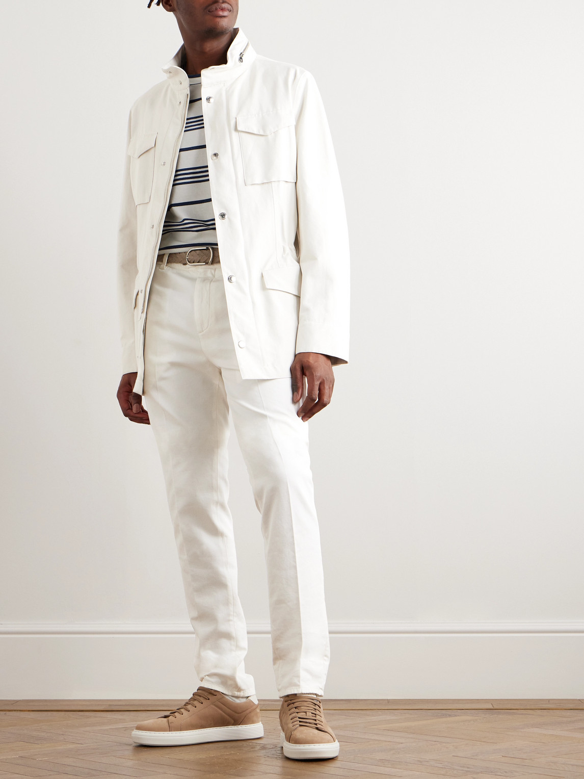 Shop Brunello Cucinelli Linen And Silk-blend Field Jacket In White