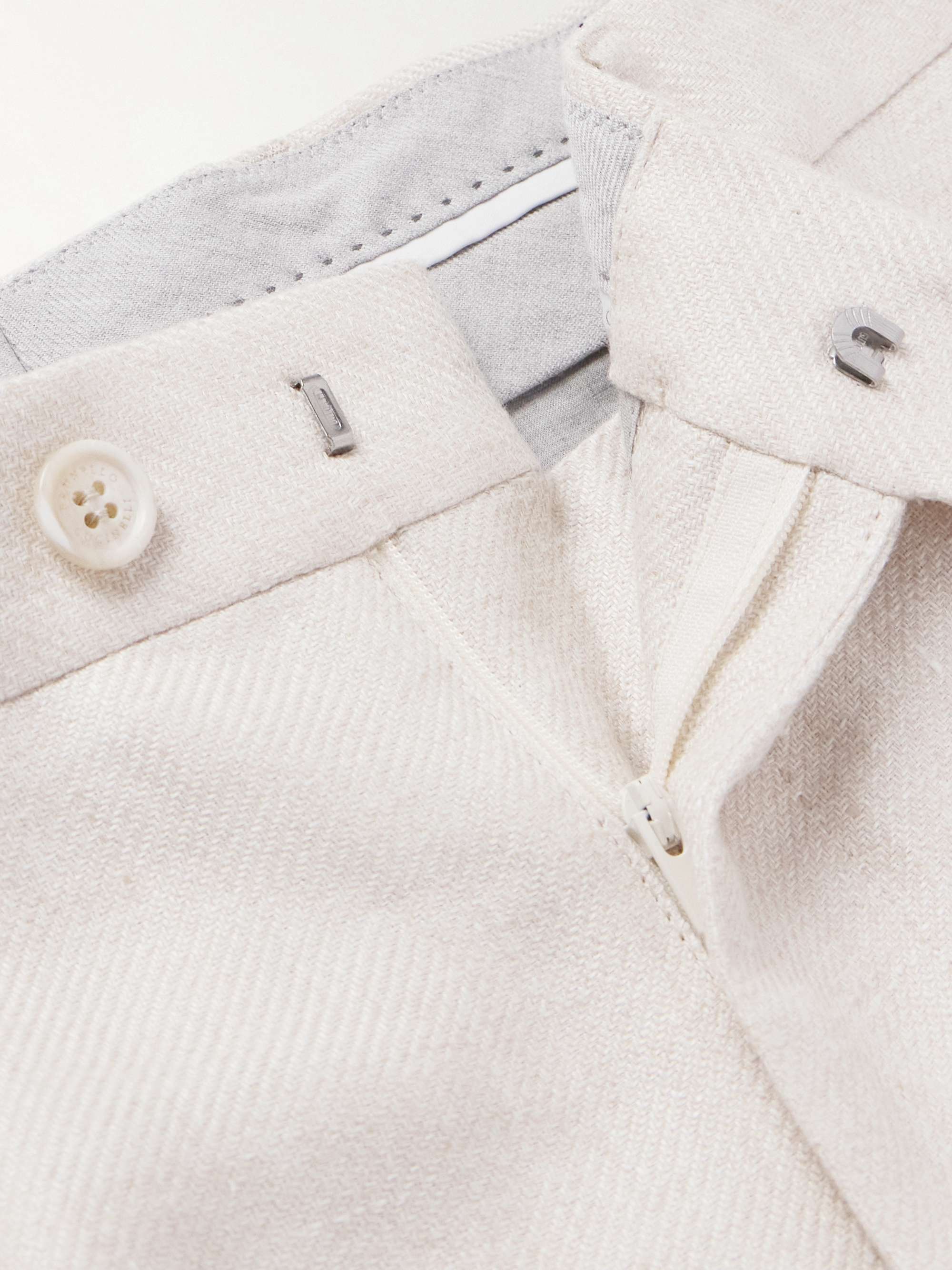 BRUNELLO CUCINELLI Slim-Fit Tapered Pleated Linen, Wool and Silk-Blend Suit Trousers
