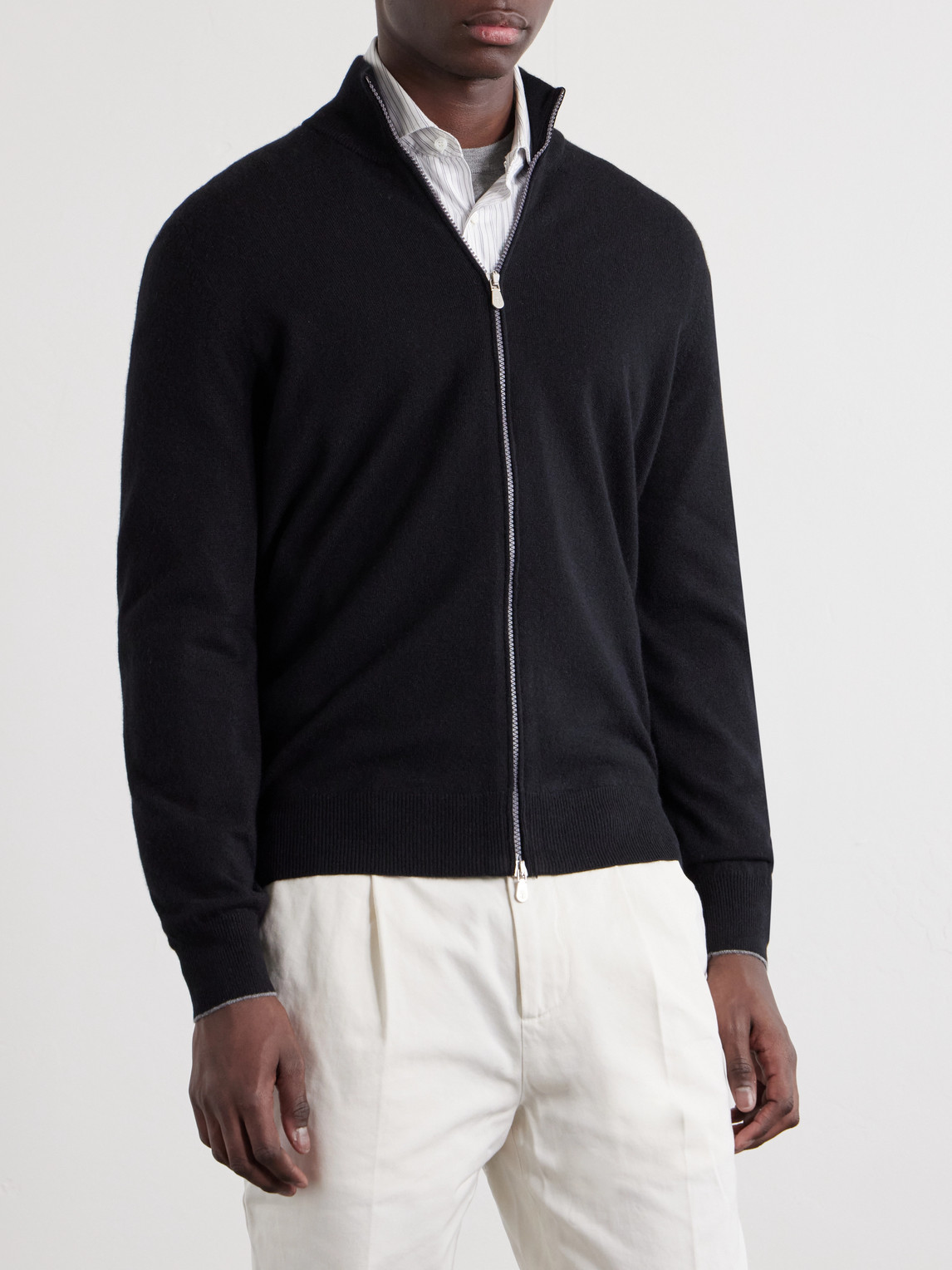 Cashmere Zip-Up Sweater