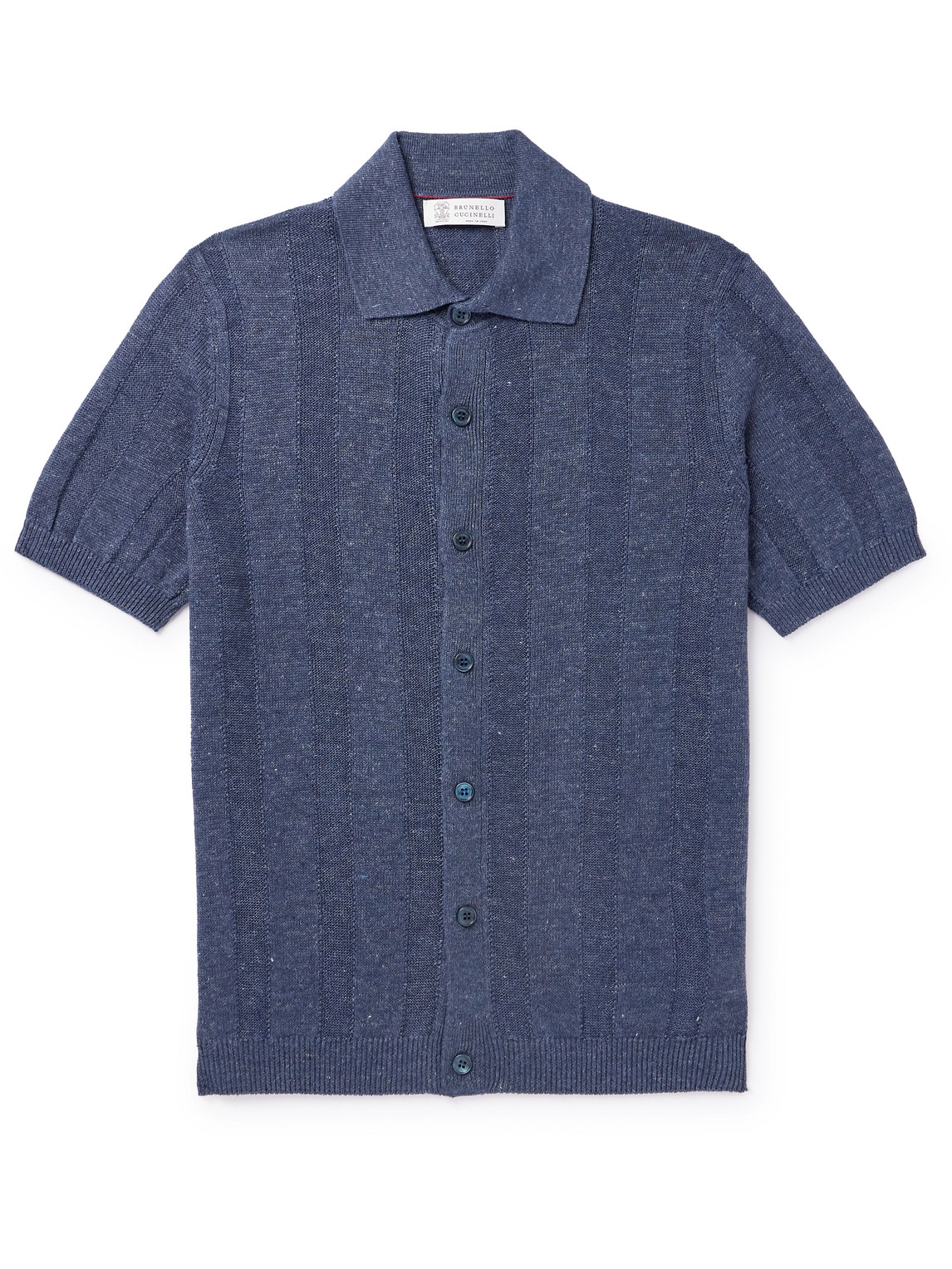Brunello Cucinelli Striped Linen And Cotton-blend Shirt In Blue