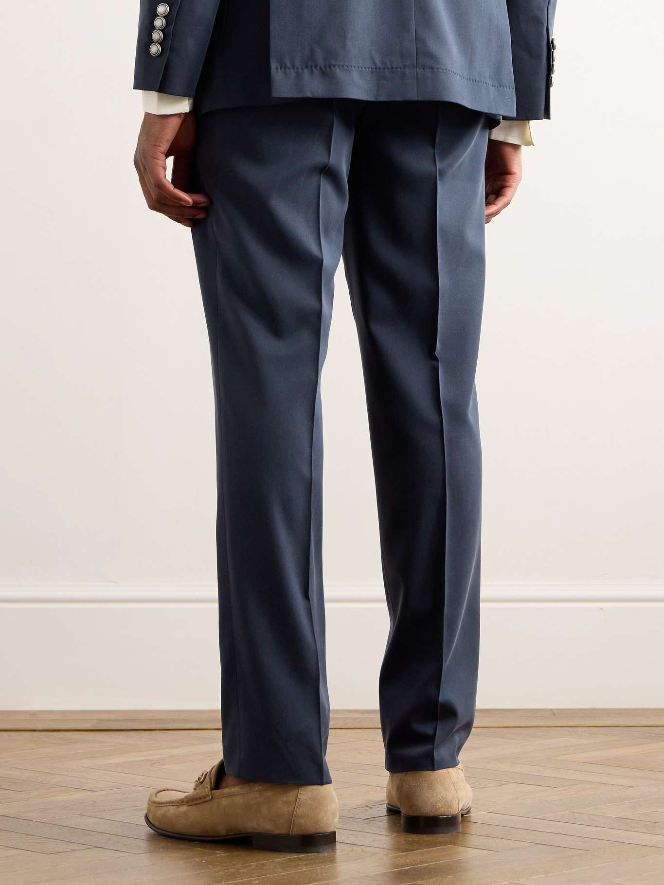 Straight Leg Pleated Suit Pants Dusty Green