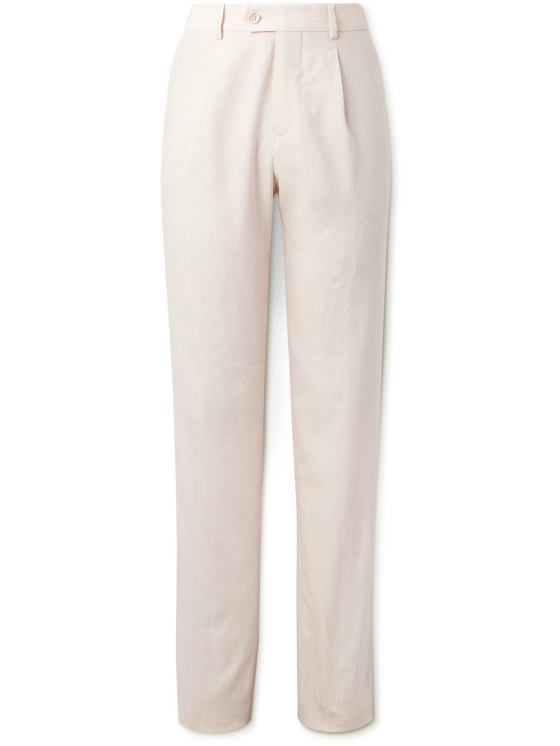 Brunello Cucinelli Pleat Detailing Linen Trousers In Neutrals