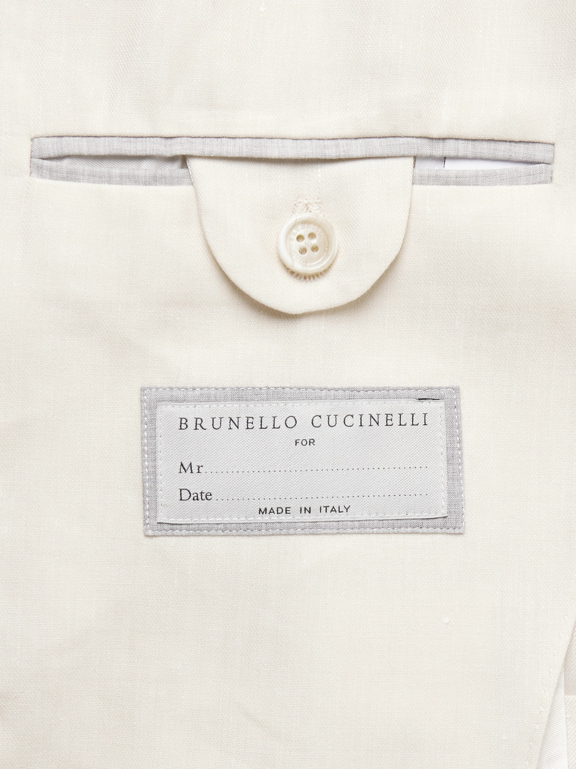 Shop Brunello Cucinelli Double-breasted Linen And Wool-blend Suit Jacket In Neutrals