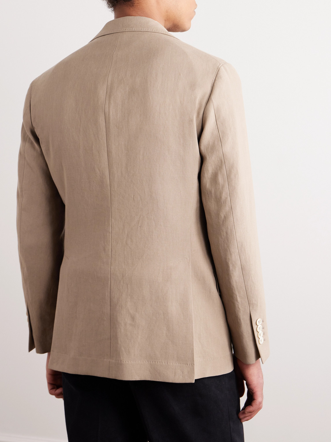 Shop Brunello Cucinelli Slim-fit Linen Suit Jacket In Brown