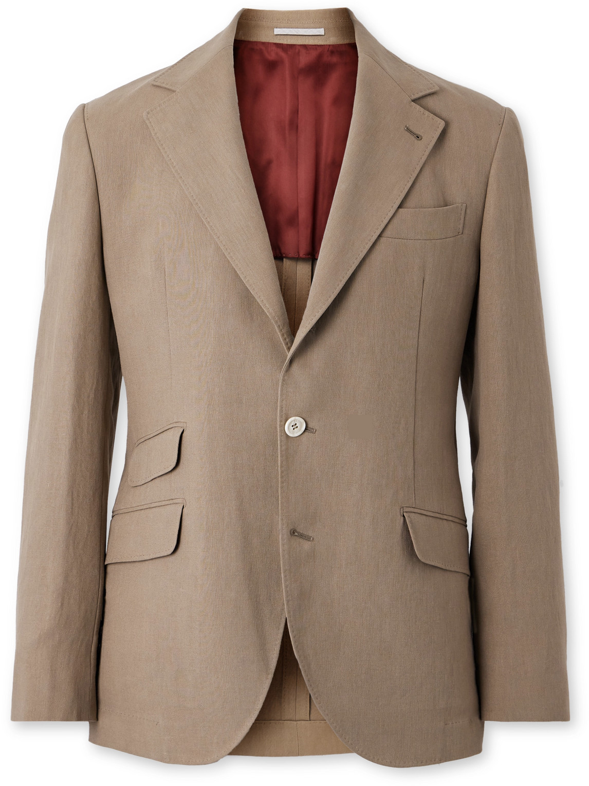 Brunello Cucinelli Slim-fit Linen Suit Jacket In Brown